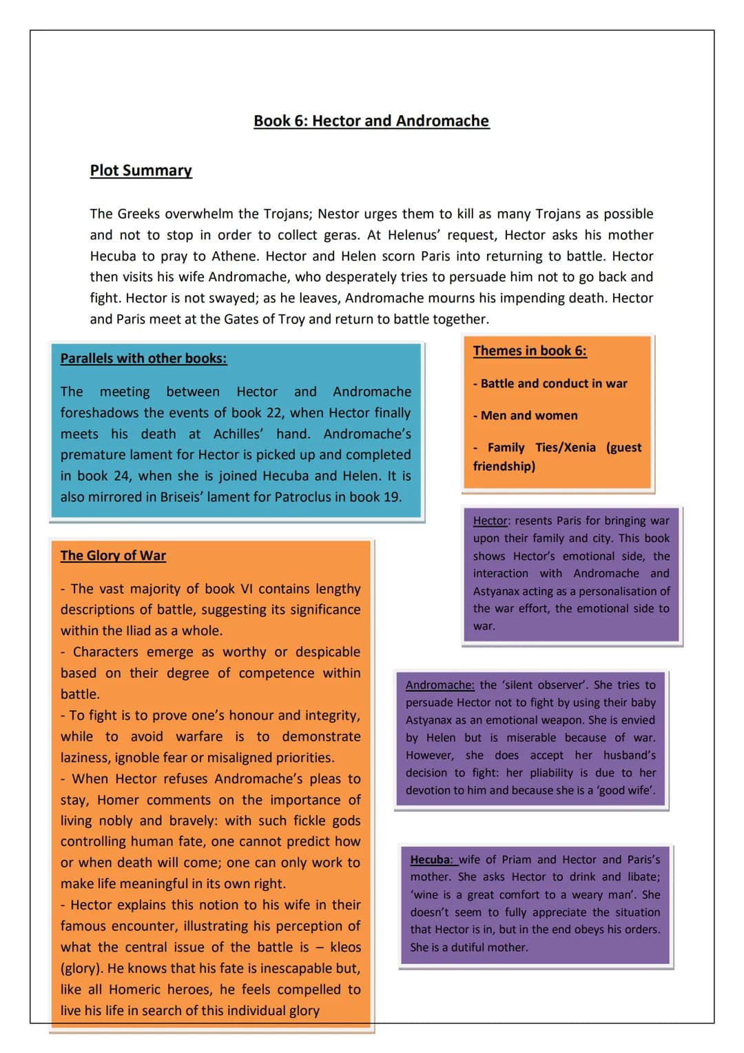 # The Iliad

Revision Guide # Book 1: Plague and Wrath

"Anger-Sing, Goddess the anger of Achilles son of Peleus, that accursed anger which 