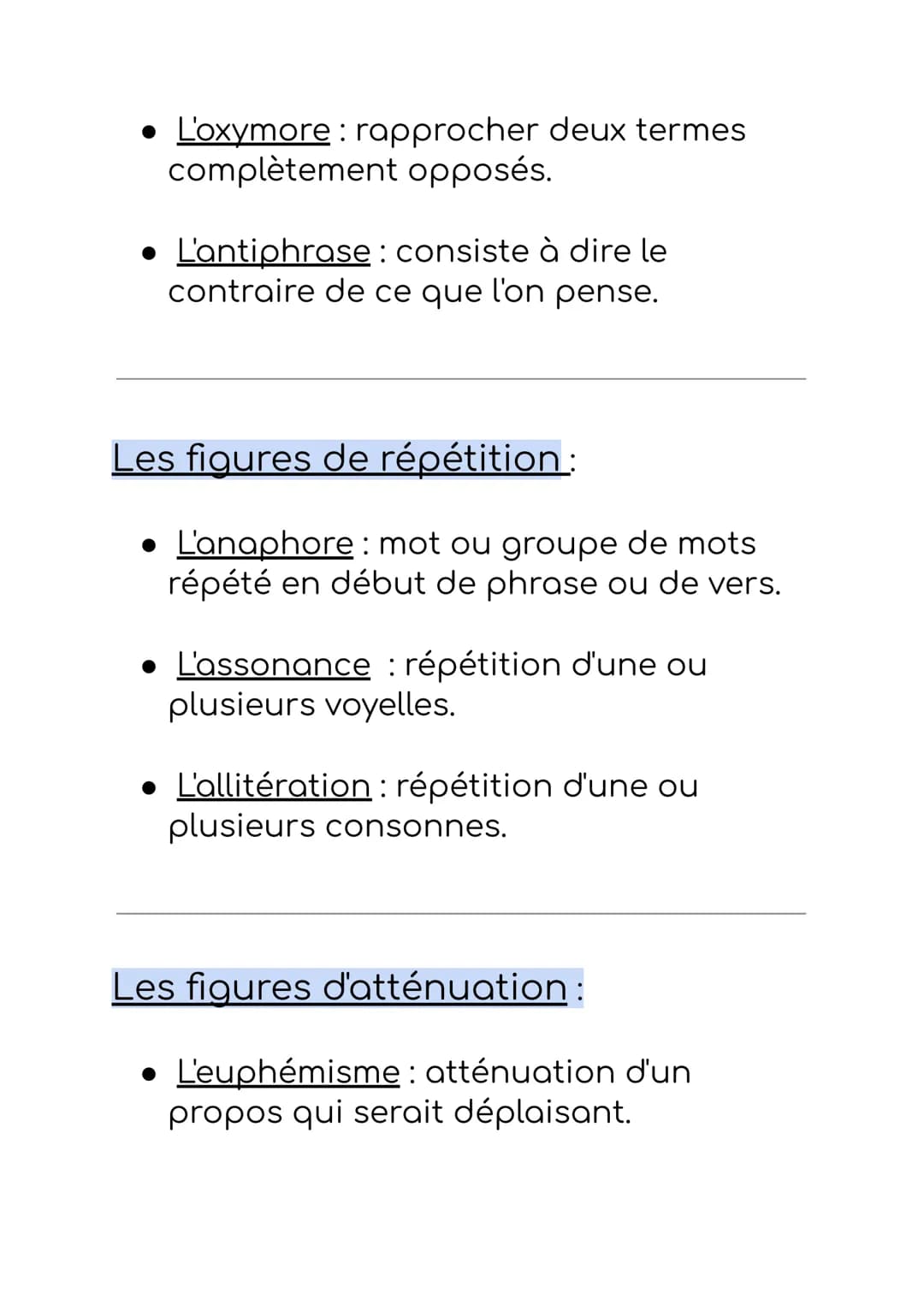 # Les figures de style

Les figures de ressemblance :

- La comparaison: comparaison entre
deux éléments à l'aide d'un outil de
comparaison.