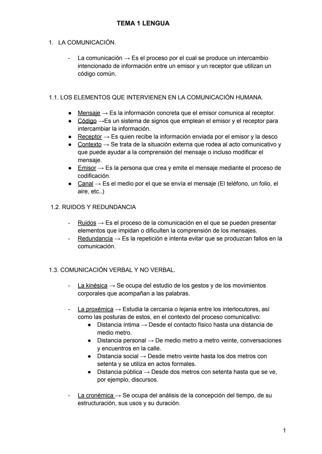# TEMA 1 LENGUA

1. LA COMUNICACIÓN.

- La comunicación Es el proceso por el cual se produce un intercambio
intencionado de información entr