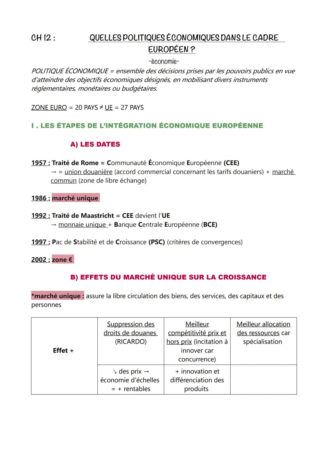 CH 12:
QUELLES POLITIQUES ÉCONOMIQUES DANS LE CADRE
EUROPÉEN?
-économie-
POLITIQUE ÉCONOMIQUE = ensemble des décisions prises par les pouvoi
