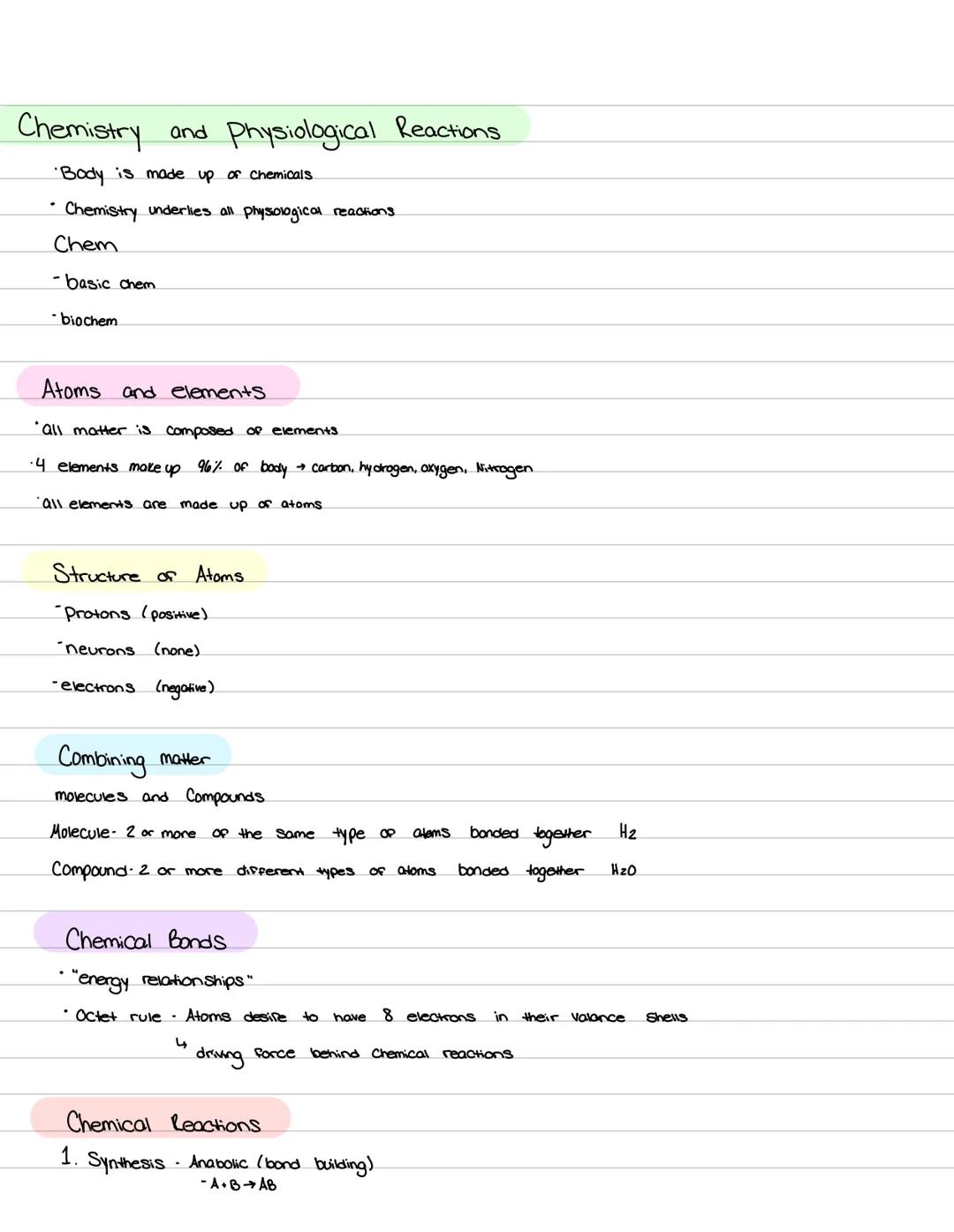 # Chemistry
comes alive Chemistry and Physiological Reactions

Body is made up of chemicals.

Chemistry underlies all physiological reaction