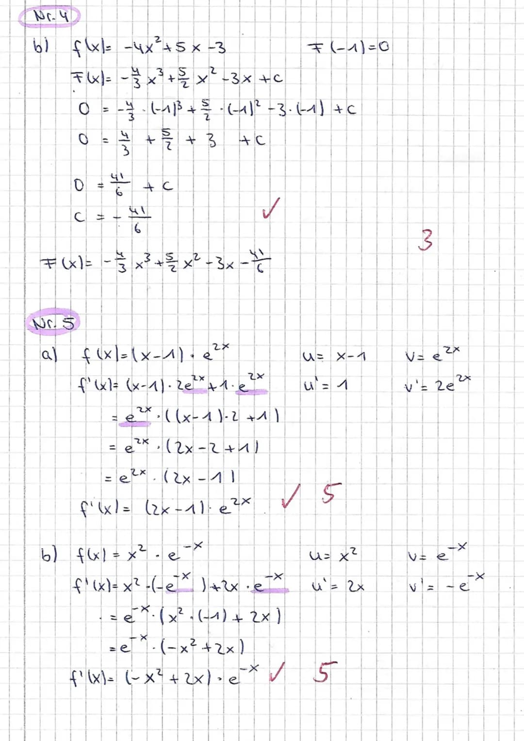# 1. Matheklausur Q1
Analysis II 26.10.2021

Aufgabe 1:
Bestimmen Sie die Stammfunktionen F für folgende Funktionen f!
a) $f(x) = -x^2+x+6$ 