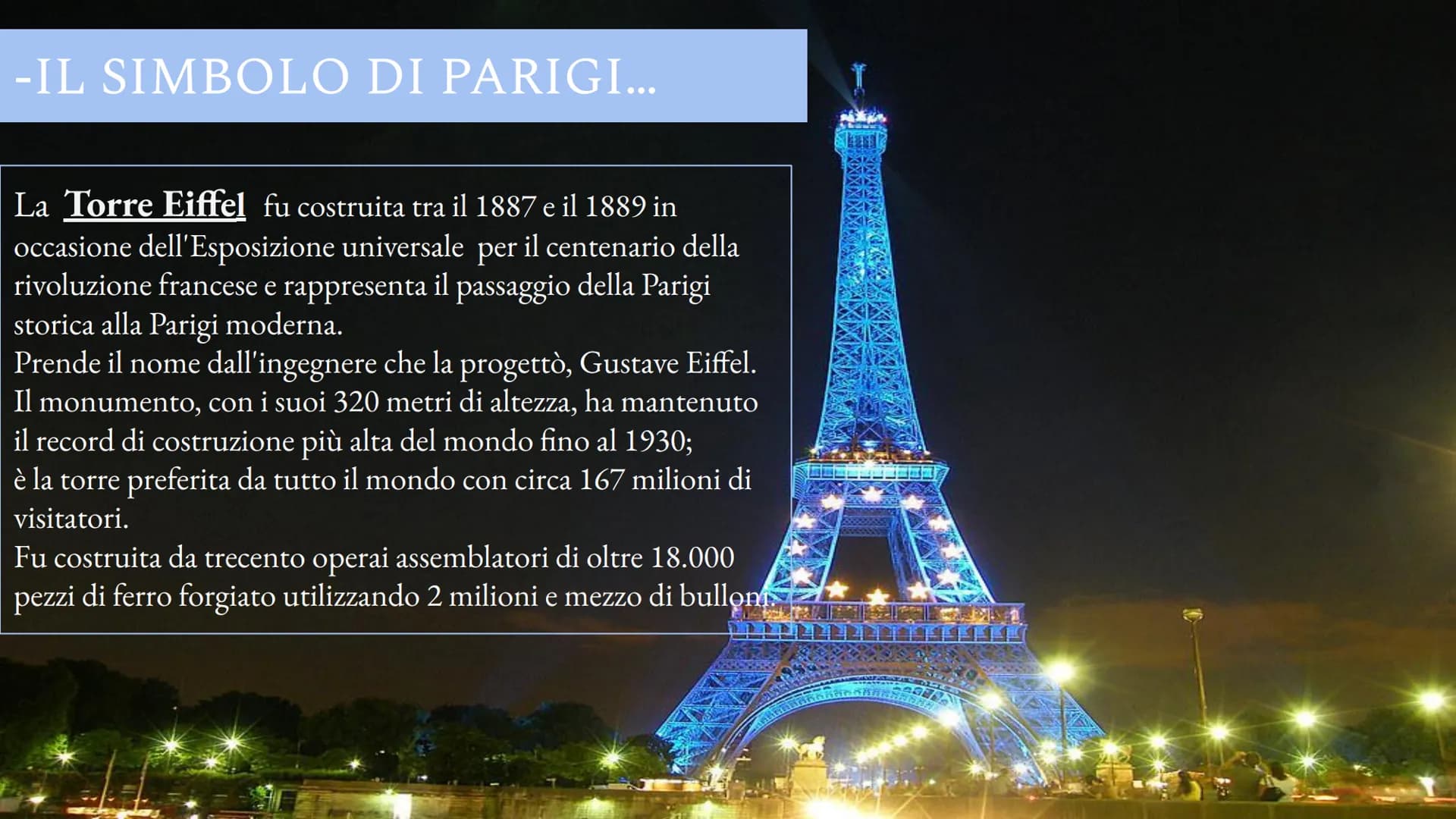 PARIGI -PARIGI, BREVE DESCRIZIONE

Parigi è la capitale e la piú grande città della Francia,
nonché uno dei centri più influenti del mondo e