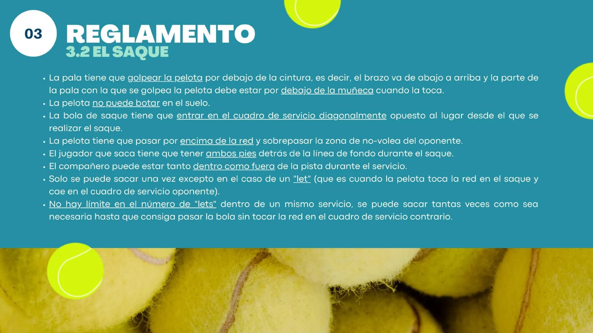 # PICKLEBALL

Cristina González Doñoro - B1ZZ - • ÍNDICE •

01

INTRODUCCIÓN
¿Qué es?

02

HISTORIA

03

REGLAMENTO

04

MATERIAL

05

TERRE
