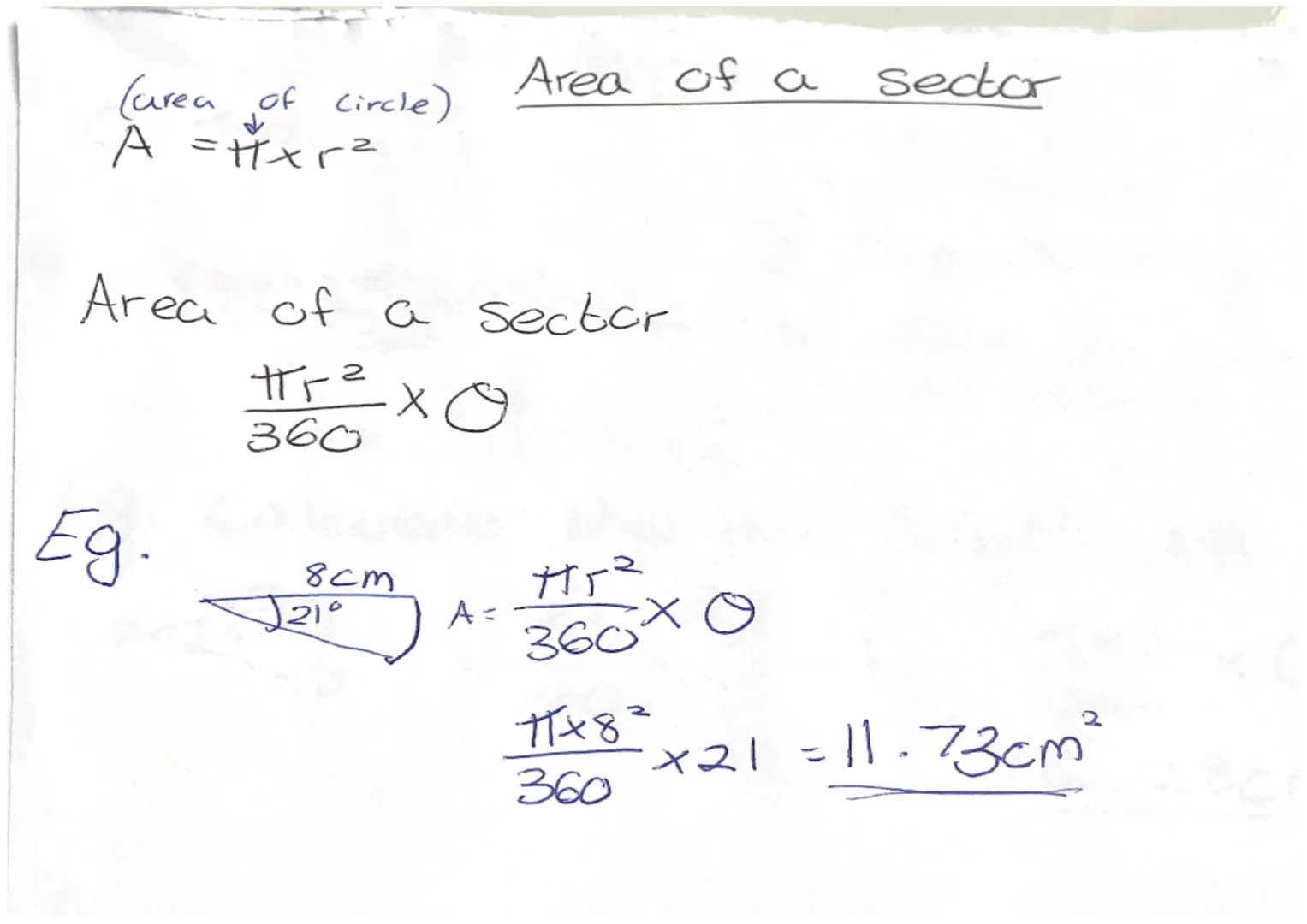# Parts of a circle

Radius

Diameter

Circumference

chord

Arc

Tangent

Segment

Sector ```markdown
# Pressure

![F/P/A]

Pressure = Forc