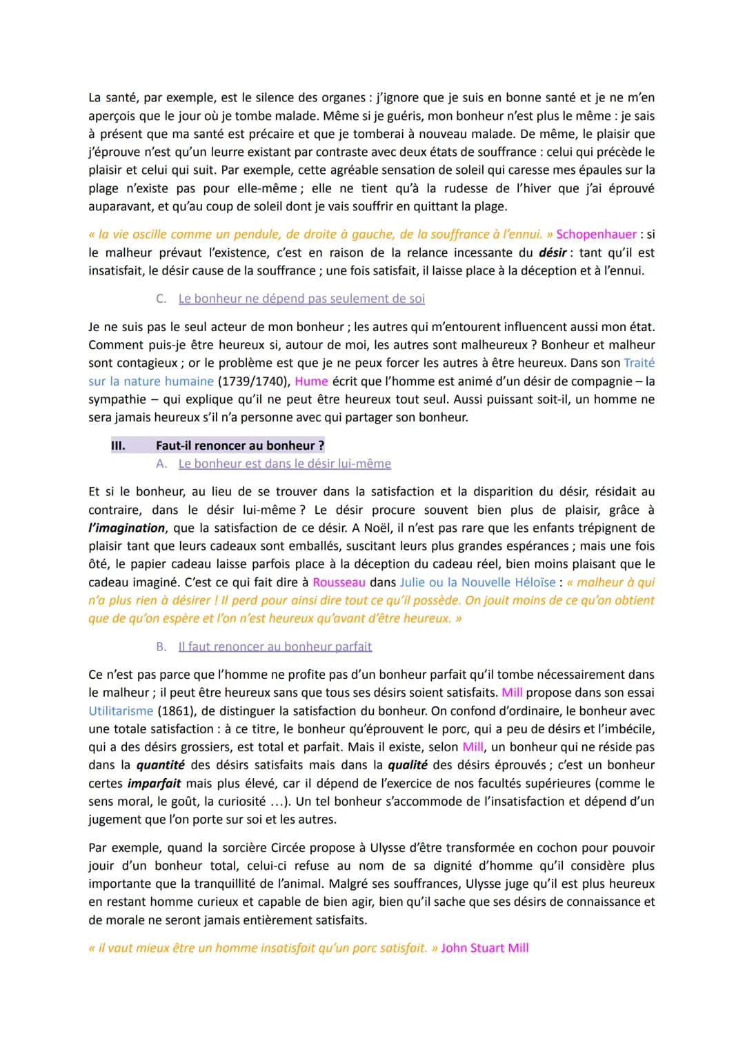 # Le Bonheur

Introduction:

Définition: un état durable de complète satisfaction, qui s'oppose au malheur et à la souffrance

- Durable: le