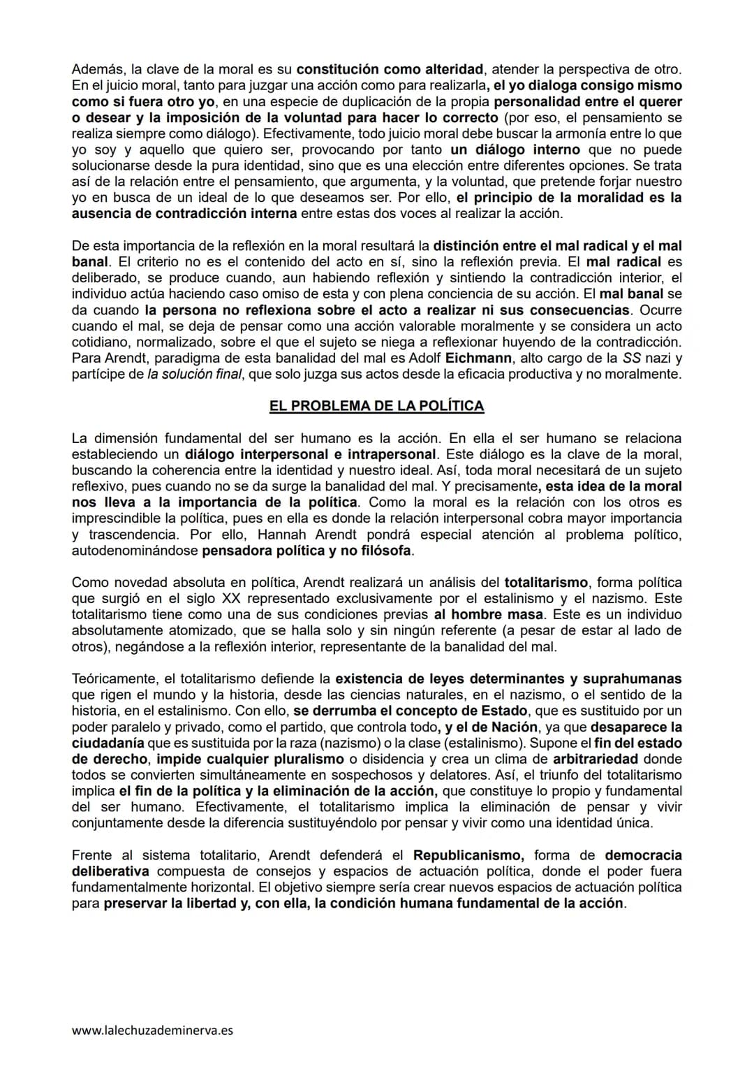 # PENSAMIENTO DE HANNAH ARENDT

## VIDA (Hannover, 1906 - Nueva York, 1975)

Hannah Arendt fue una filósofa, aunque ella rechazó esa denomin