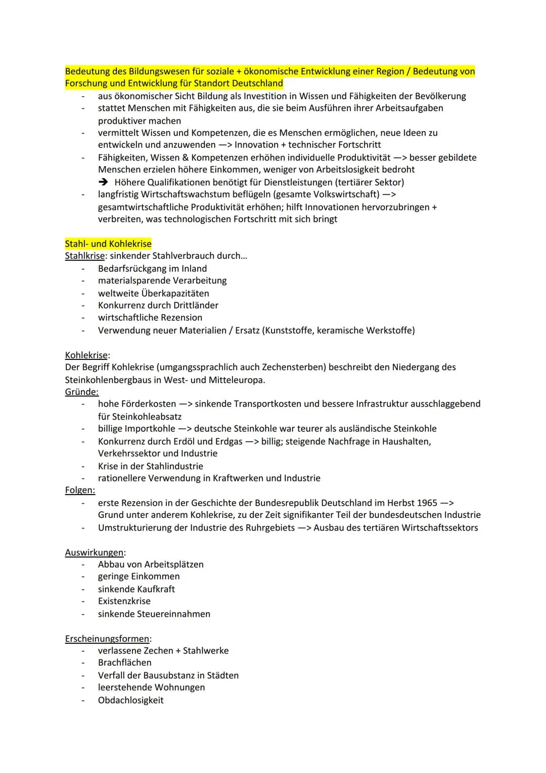 # Industrie / Wirtschaft im Wandel - Lernzettel

Strukturwandel

... ist die mit der marktwirtschaftlichen Dynamik verbundenen, mehr oder we