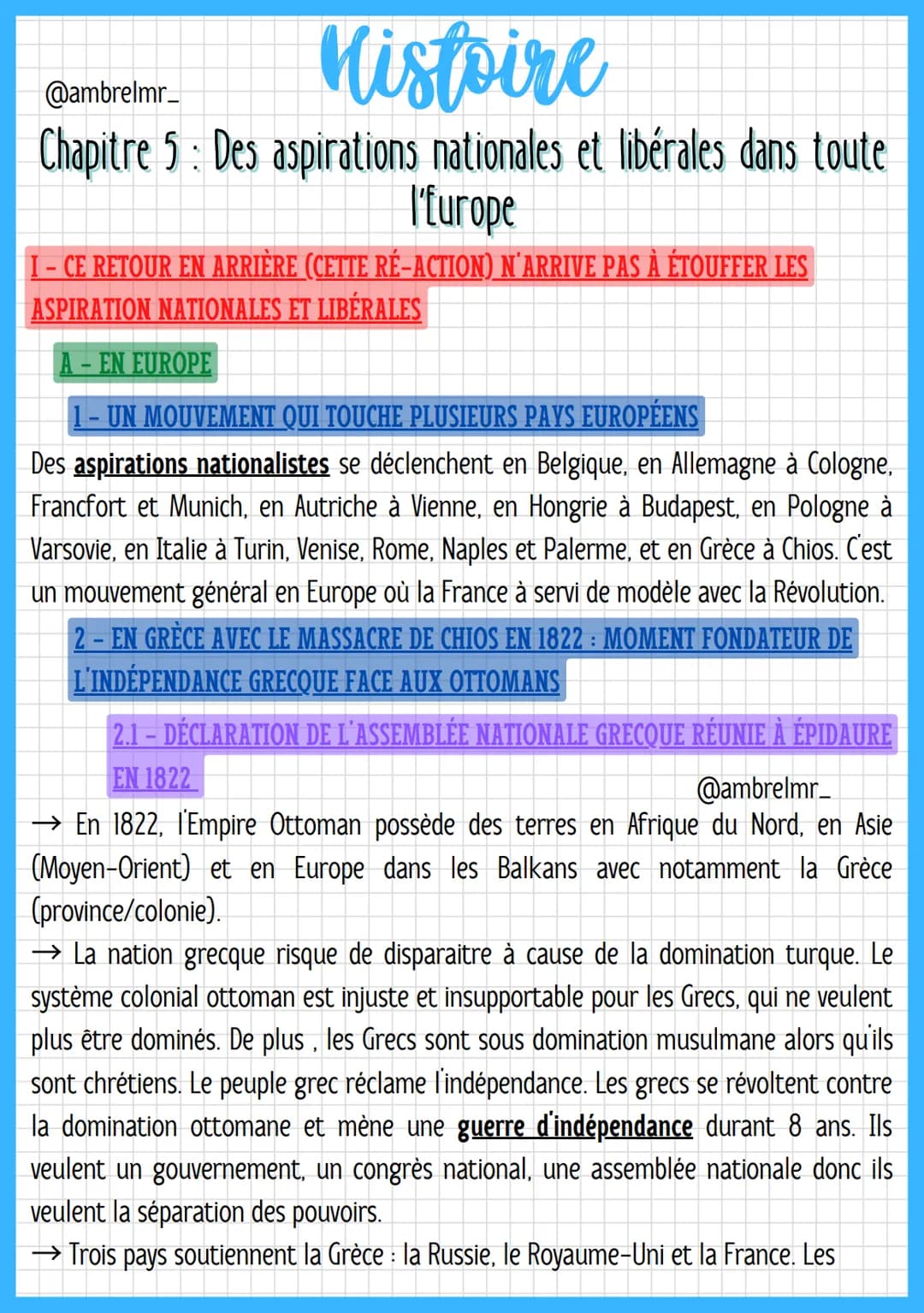 @ambrelmr_
# Histoire
Chapitre 5: Des aspirations nationales et libérales dans toute
l'Europe

I - CE RETOUR EN ARRIÈRE (CETTE RÉ-ACTION) N'