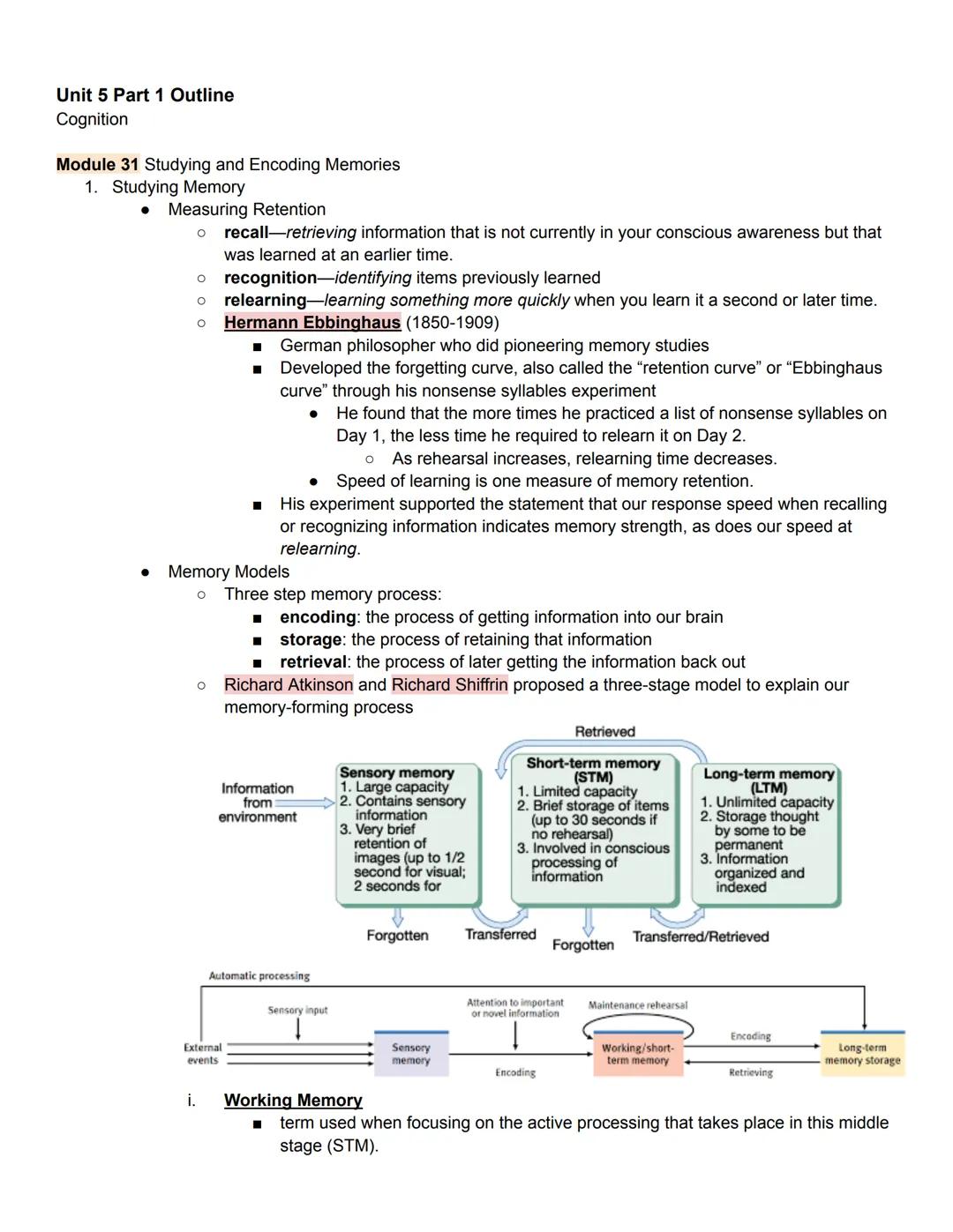 
<p>In Module 31, we learn about the three step memory process and how memories are studied and encoded. This module introduces the concept 