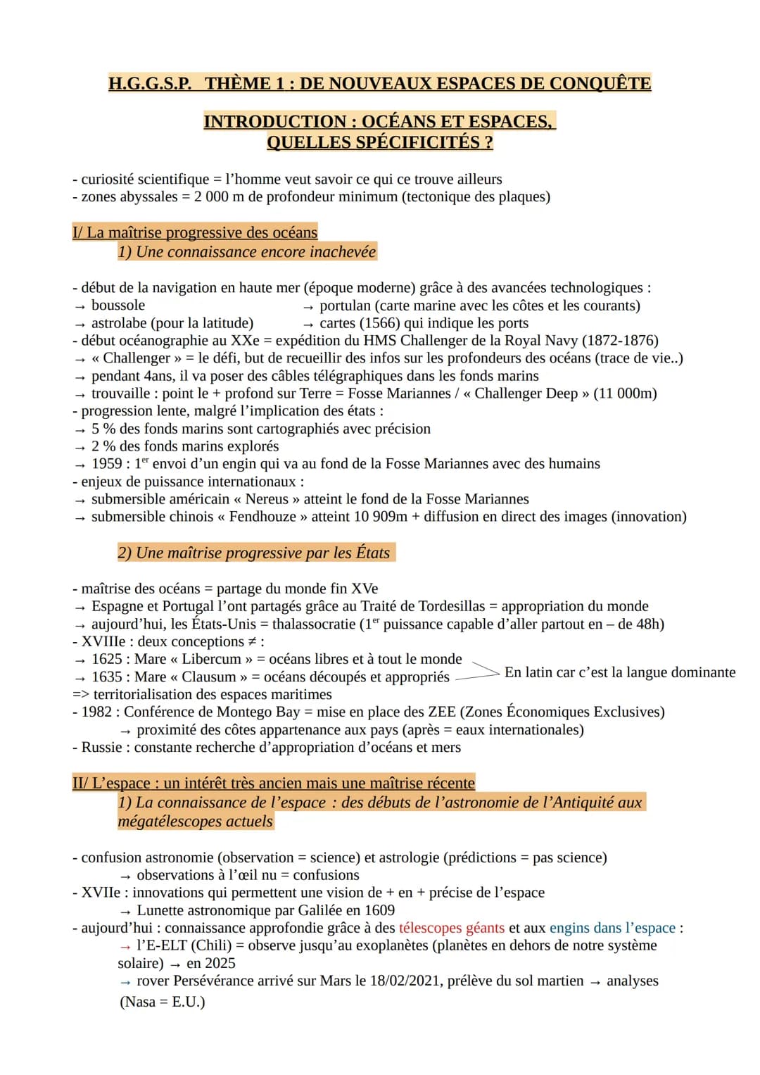 # H.G.G.S.P. THÈME 1 : DE NOUVEAUX ESPACES DE CONQUÊTE

## INTRODUCTION: OCÉANS ET ESPACES,
### QUELLES SPÉCIFICITÉS?

- curiosité scientifi