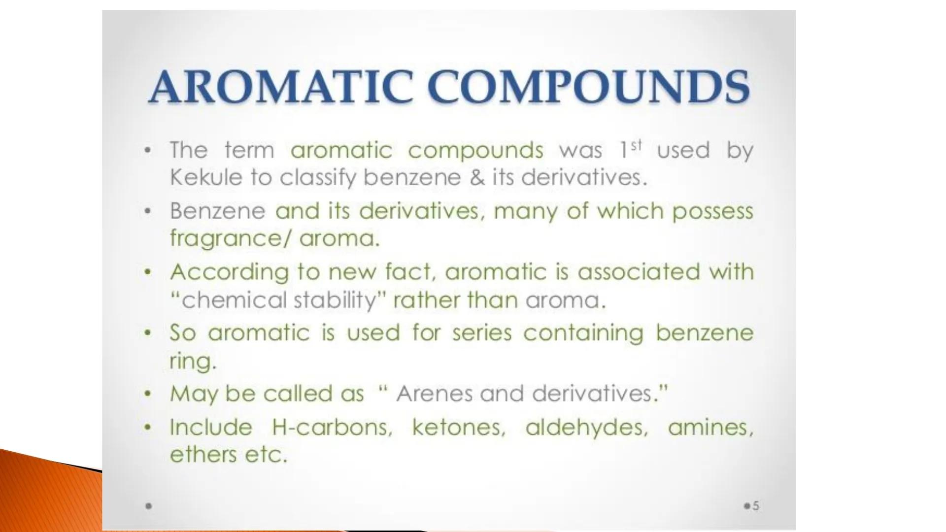 # Benzene & Aromatic
Compounds

Based on McMurry's Organic Chemistry, 7th edition # Discovery of benzene

► Isolated in 1825 by Michael Fara
