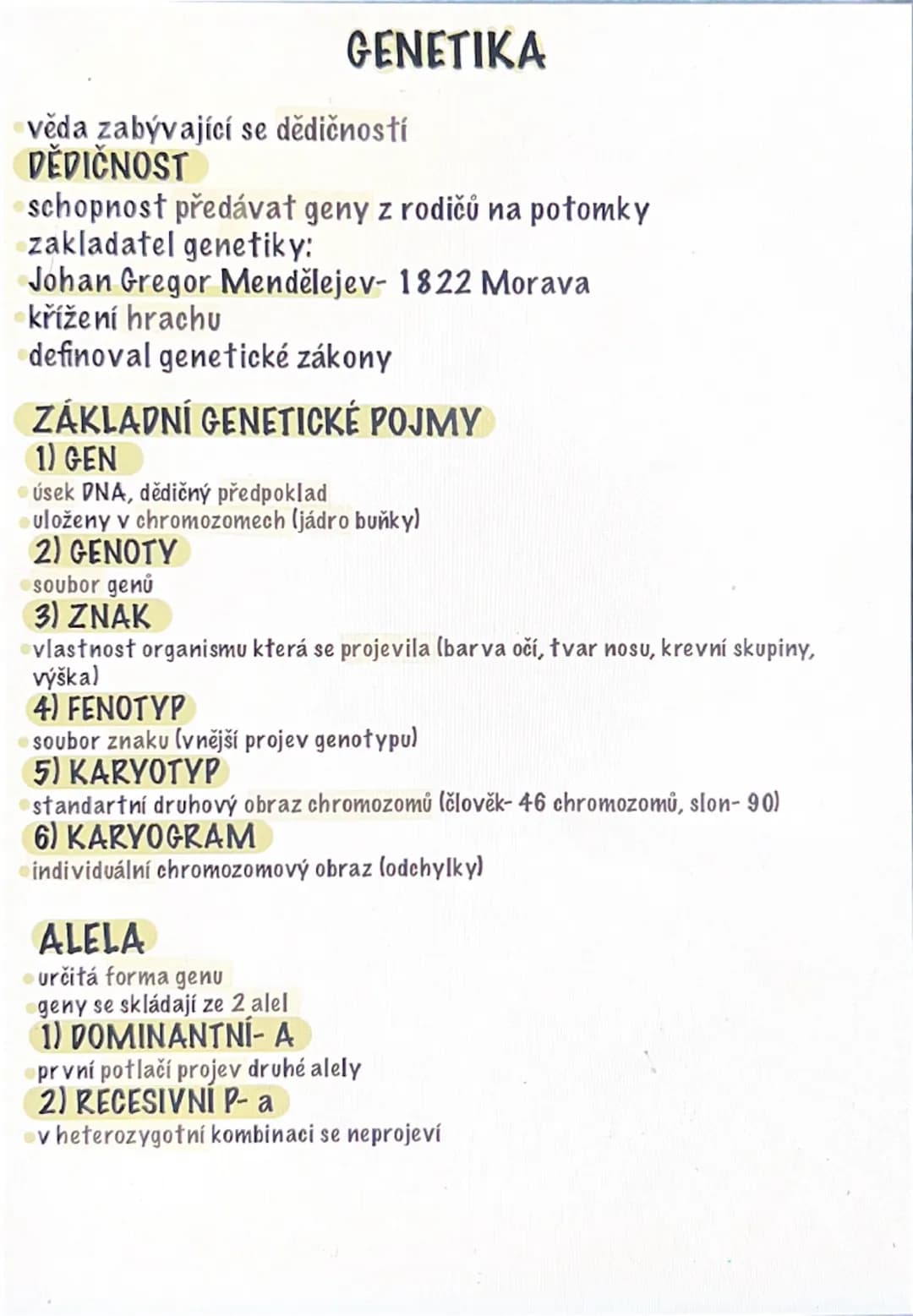 # GENETIKA

⚫věda zabývající se dědičností
**DĚDIČNOST**
⚫schopnost předávat geny z rodičů na potomky
zakladatel genetiky:
Johan Gregor Mend