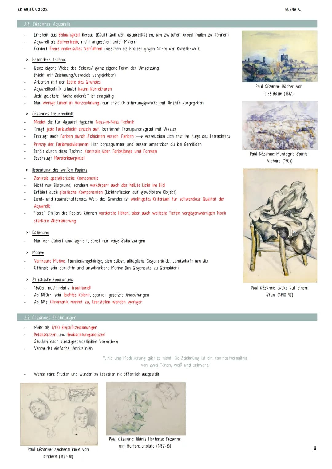 BK ABITUR 2022
ELENA K.

PAUL CÉZANNE (1839-1906)
1. ABBILD UND IDEE (DIE "REALISATIONEN")
11. Der Aspekt der Farbe in Cézannes Gemalden

►D