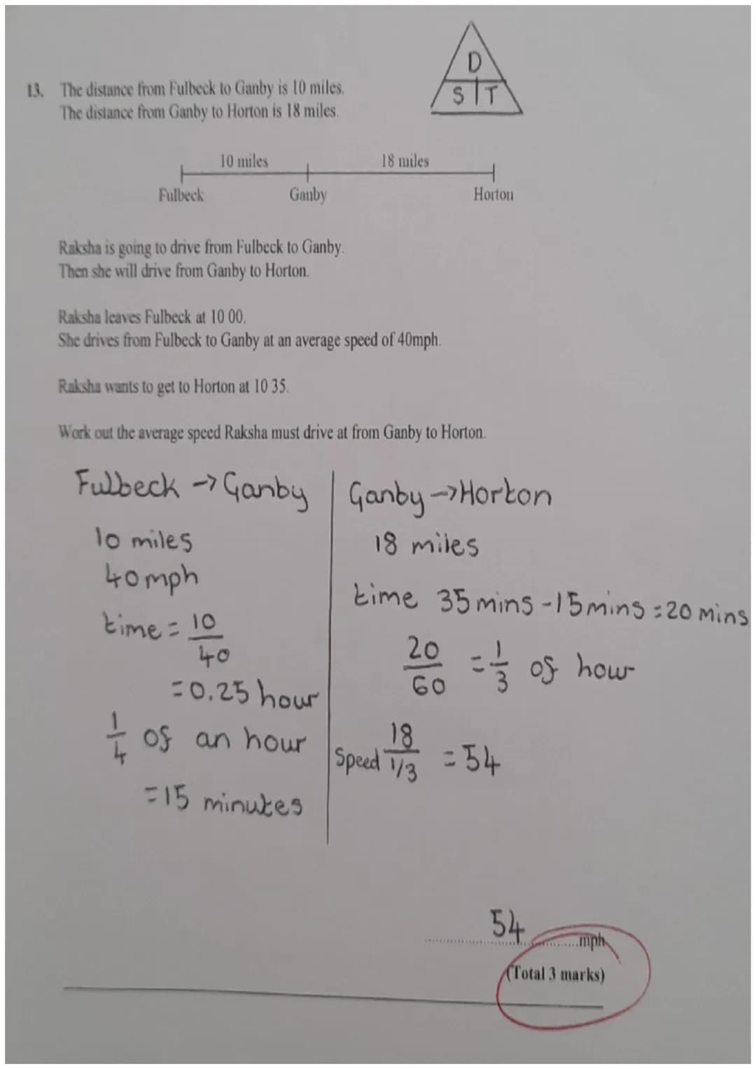 1. Work out 5.4×0.24

$5.4×10=54$

$0.24×100=24$

$54x24=1296$

$100×10=1000$

$1296\div1000 = 1.296$

1.296

(Total 3 marks)

2. The height