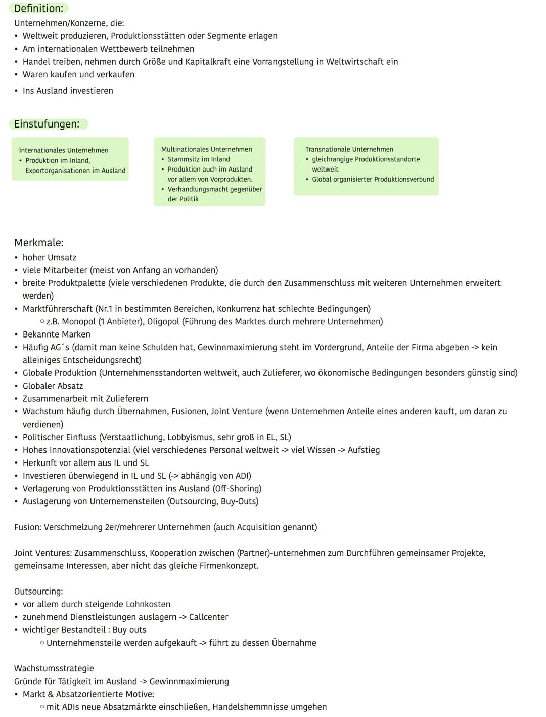 Definition:
Unternehmen/Konzerne, die:
*   Weltweit produzieren, Produktionsstätten oder Segmente erlagen
*   Am internationalen Wettbewerb 