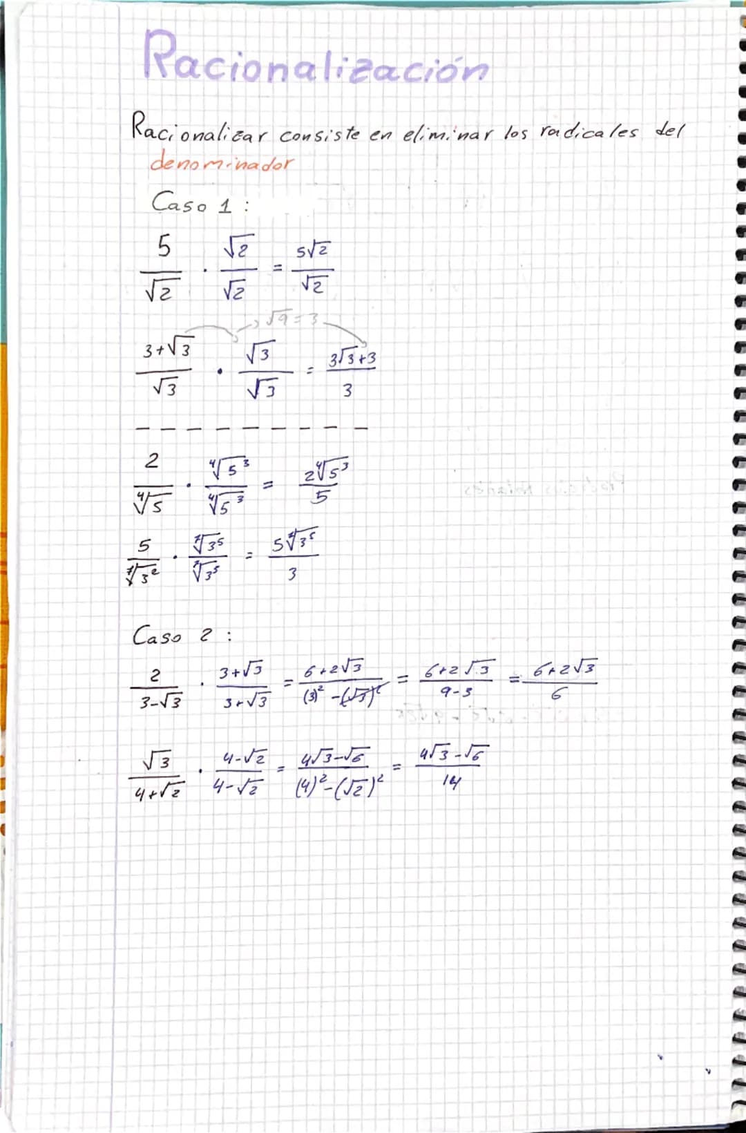 # Radicales

1. Como extraer
factores de un radical?

Indice $\rightarrow \sqrt[3]{5^+} = 5 \frac{7}{3}$

Radicando

1. factoriza el radican