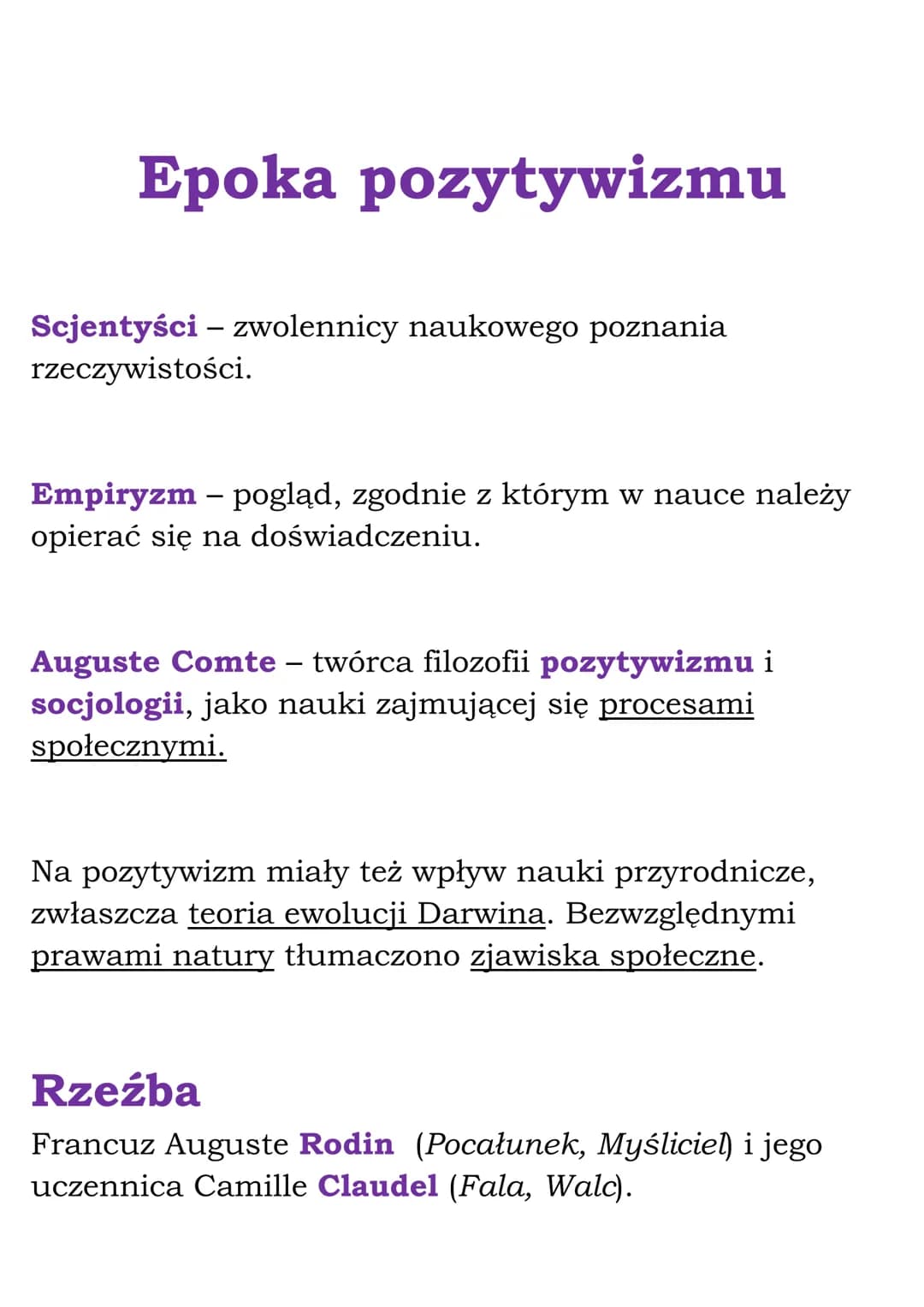 # Epoka pozytywizmu

Scjentyści - zwolennicy naukowego poznania
rzeczywistości.

Empiryzm - pogląd, zgodnie z którym w nauce należy
opierać 