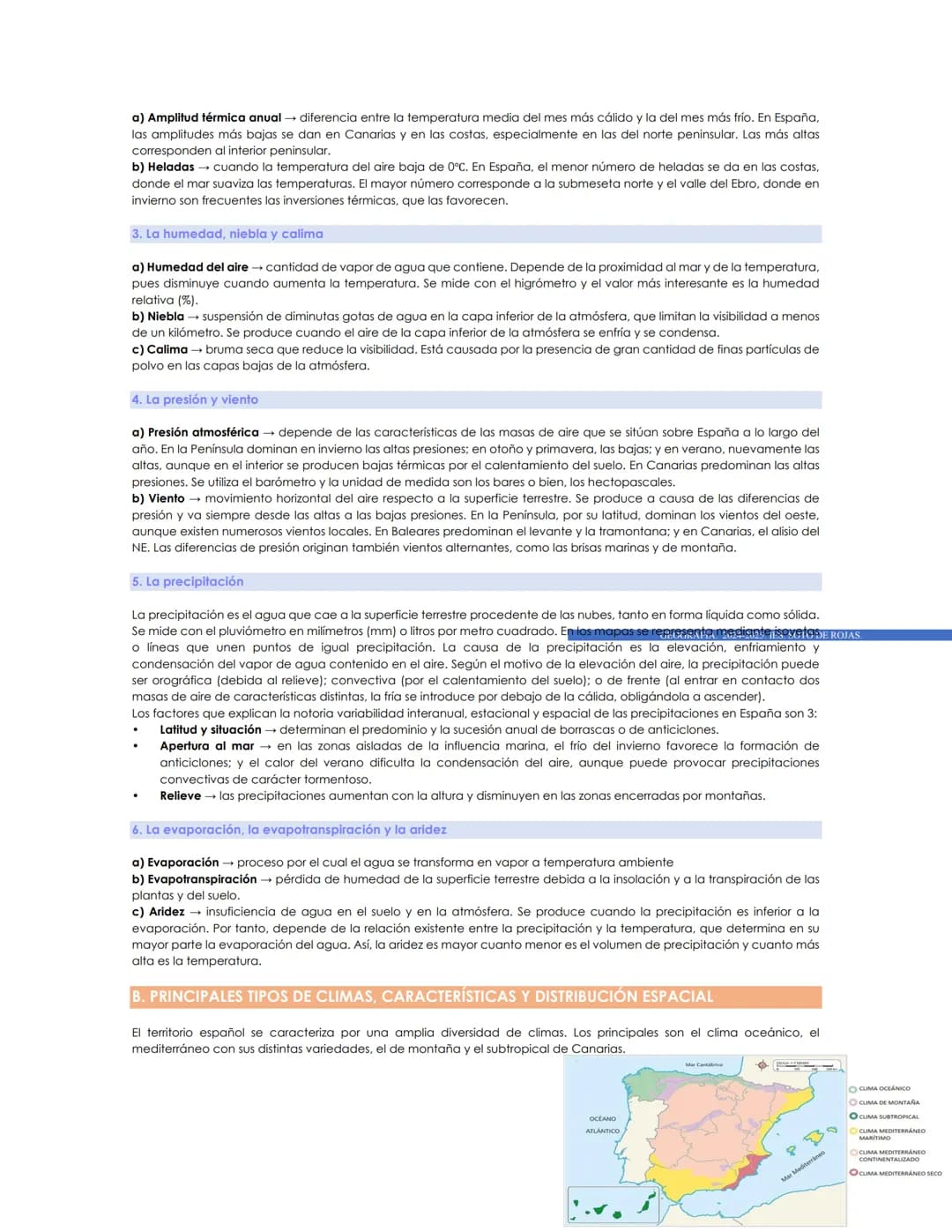 TEMA 3. EL CLIMA
INTRODUCCIÓN
Los climas de España se caracterizan por su diversidad. El estudio del clima supone el conocimiento de los est