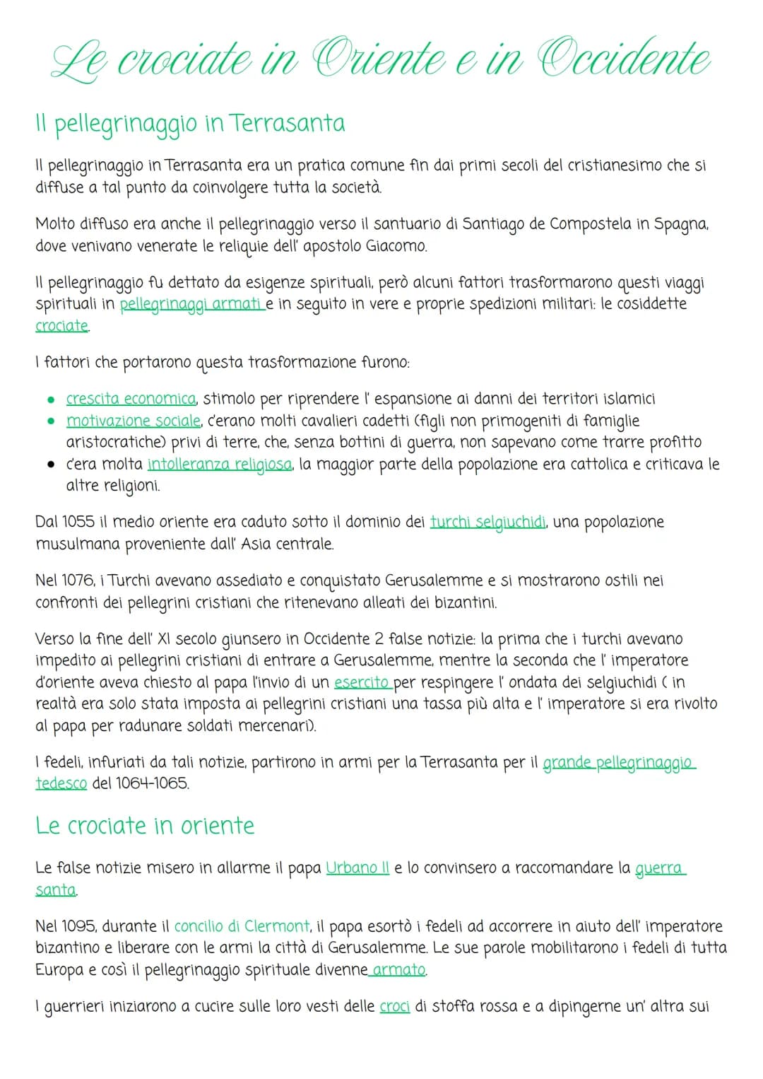 # Le crociate in Oriente e in Occidente

## Il pellegrinaggio in Terrasanta

Il pellegrinaggio in Terrasanta era un pratica comune fin dai p