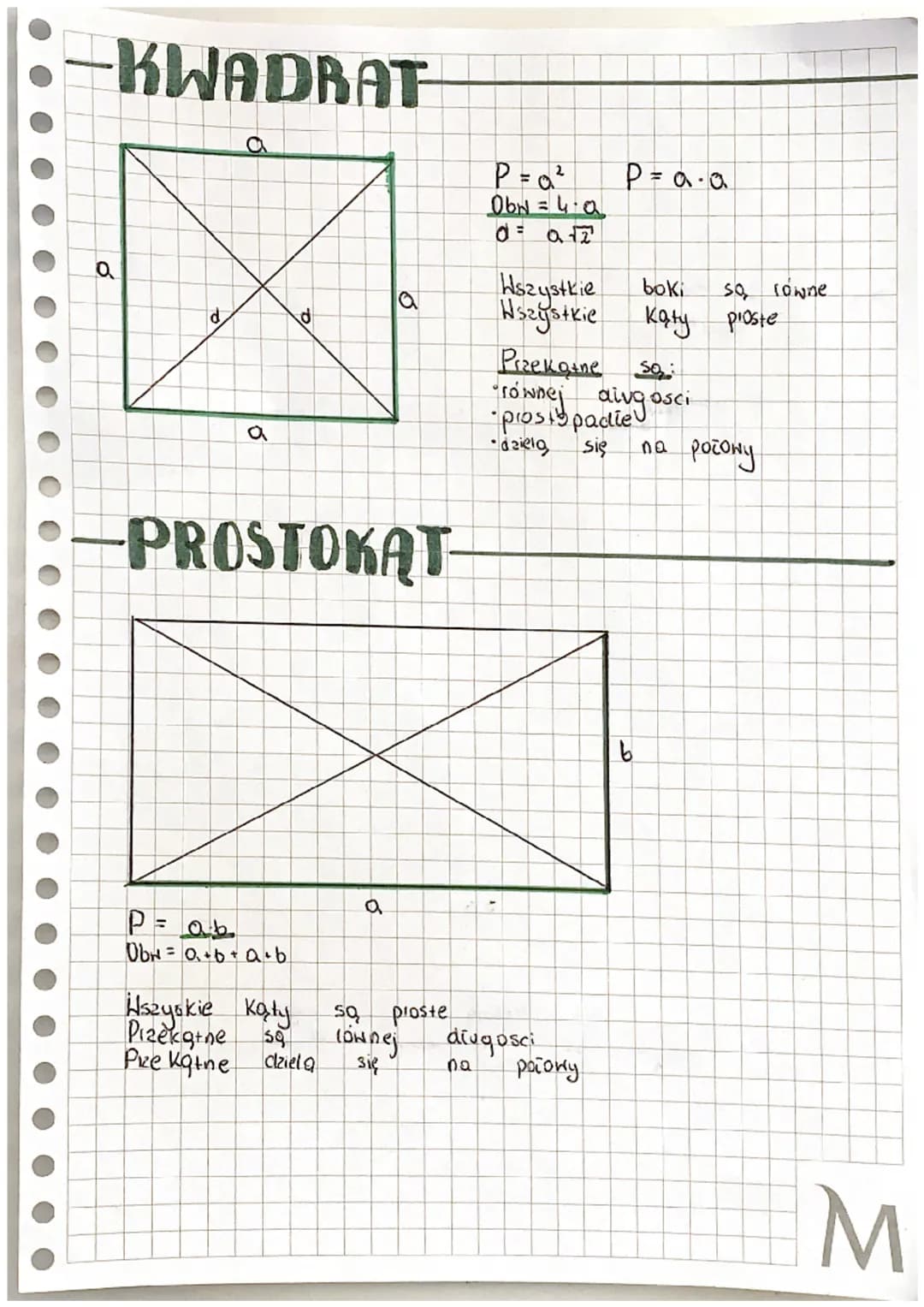 -KWADRAT

a

$P = a^2$
06N = 4.0
$P=a\cdot a$
Q
a
d
d
a

-PROSTOKĄT-

boki
so lowne
Wszystkie
Wszystkie kąty proste
Przekątne so
rónnej aivg