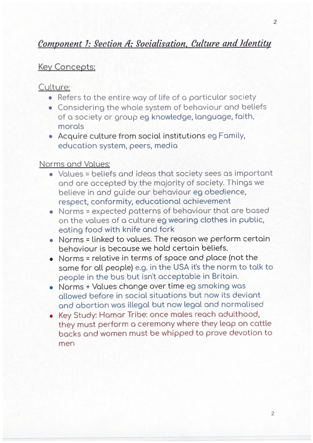 # Socialisation, Culture

and Identity H580/1-

Identity and Family Component 1: Section A: Socialisation, Culture and Identity

Key Concept