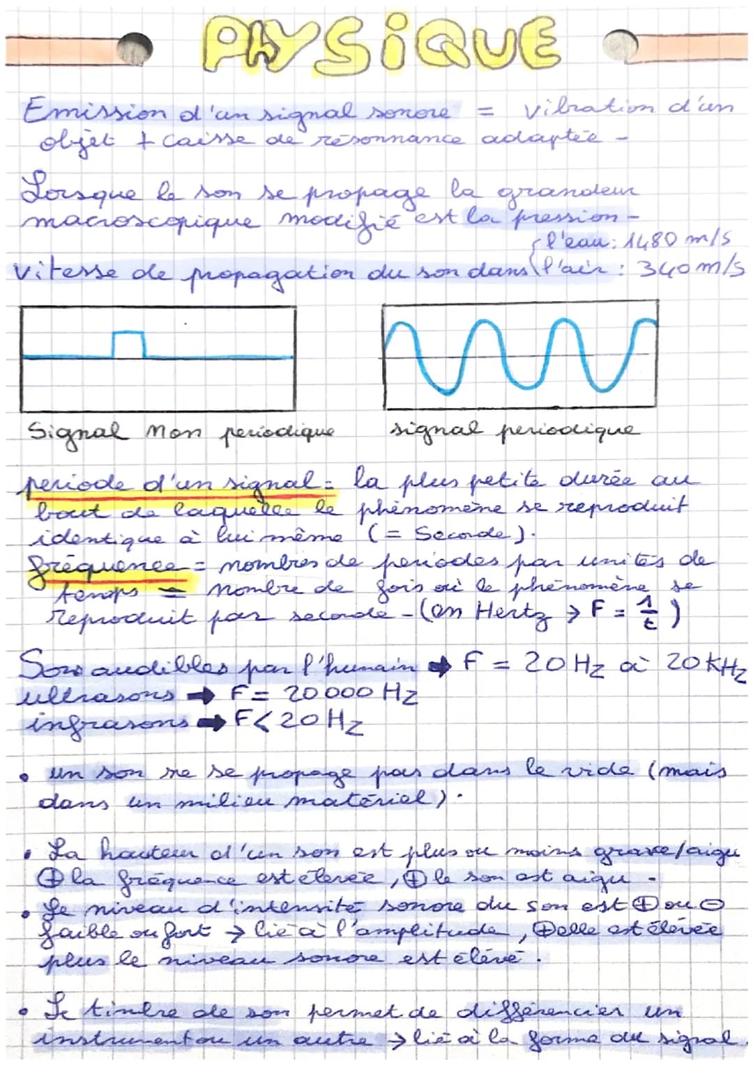 # PHYSIQUE

Emission d'an signal sonore = Vibration d'an
objet & caisse de résonnance adaptée

Lorsque le son se propage la grandem
macrosco