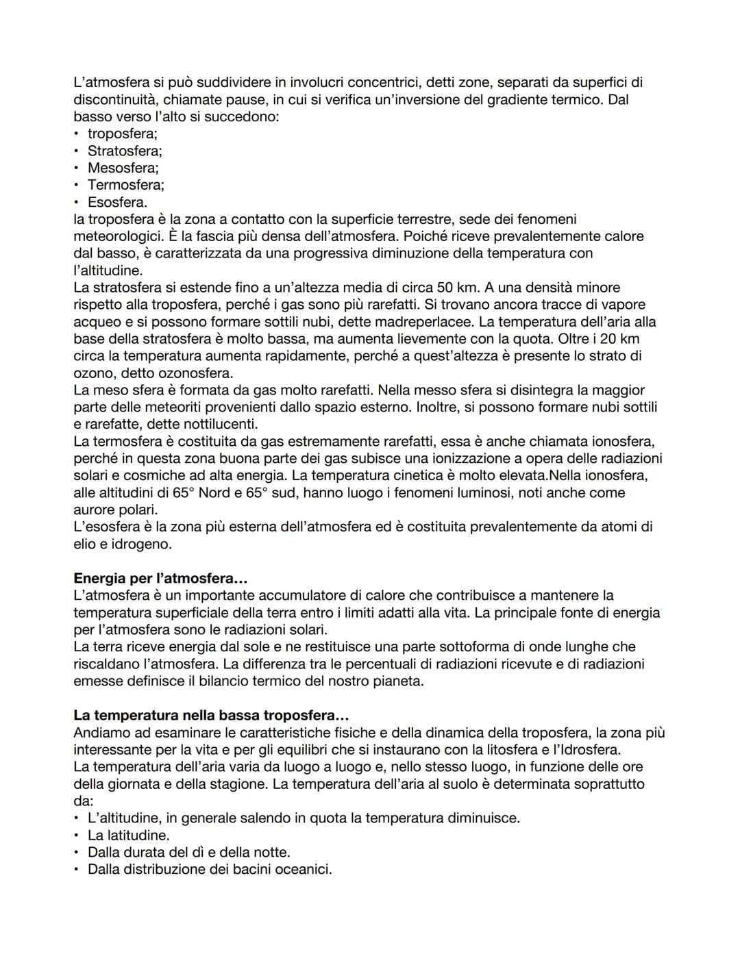 <h2>Struttura e composizione dell'atmosfera</h2>
<p>L'<strong>atmosfera terrestre</strong> è l'involucro gassoso che circonda la Terra e rap