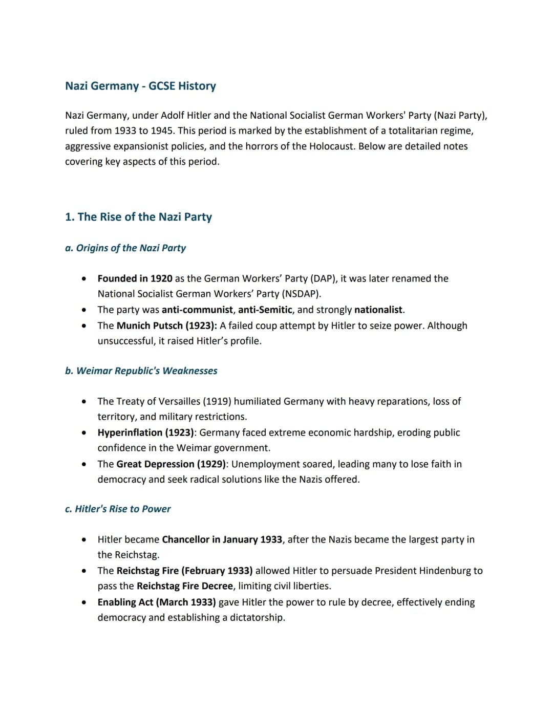 # Nazi Germany - GCSE History

Nazi Germany, under Adolf Hitler and the National Socialist German Workers' Party (Nazi Party),
ruled from 19
