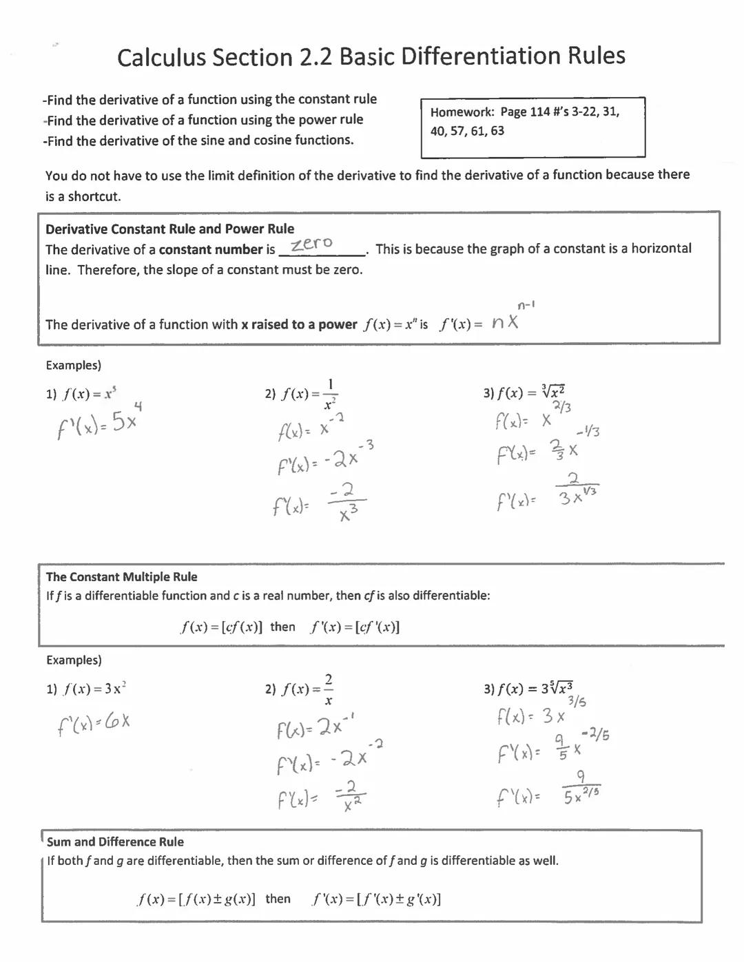 # Calculus Section 2.2 Basic Differentiation Rules

-Find the derivative of a function using the constant rule
-Find the derivative of a fun