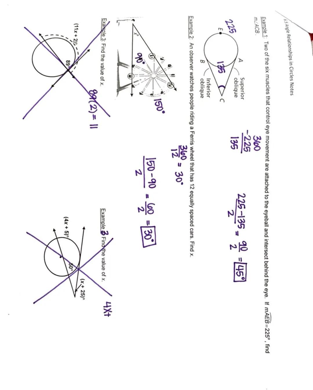 6 Angle Relationships in Circles Notes

1

2

Diagram(s)

Formula

Location
of Vertex

Name/How Formed

Examples

Find mGH 52°

G
52°
65°
52