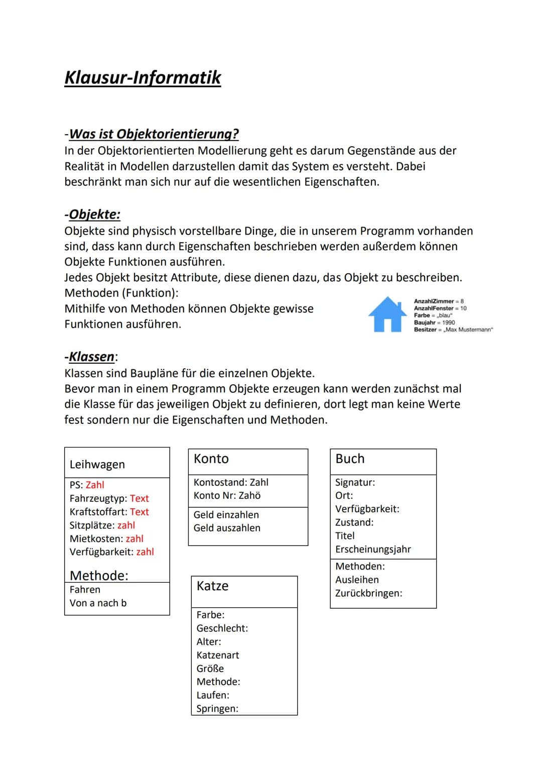 # Klausur-Informatik

-Was ist Objektorientierung?
In der Objektorientierten Modellierung geht es darum Gegenstände aus der
Realität in Mode