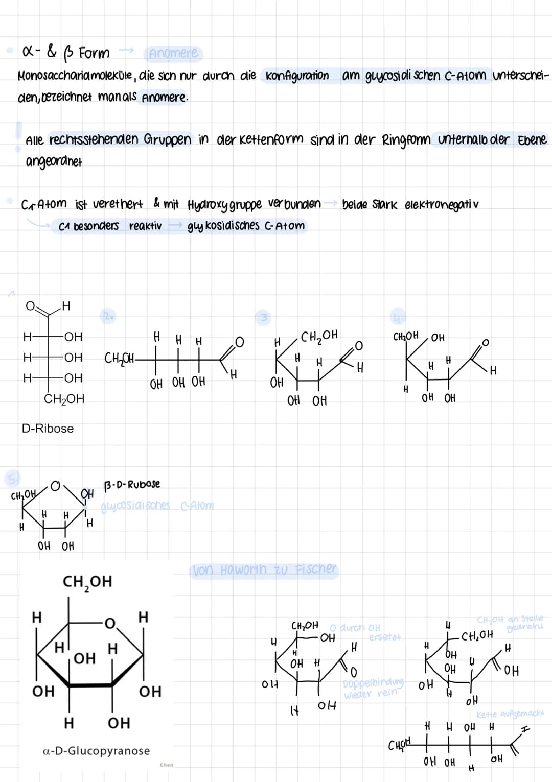 K

Kohlennydrate

Themen

Definitionen
- Chiralitāt verstenen & anwenden bei zucker & anderen Unterscheidung D-/L-Form
- Zucker Aufbau & kla