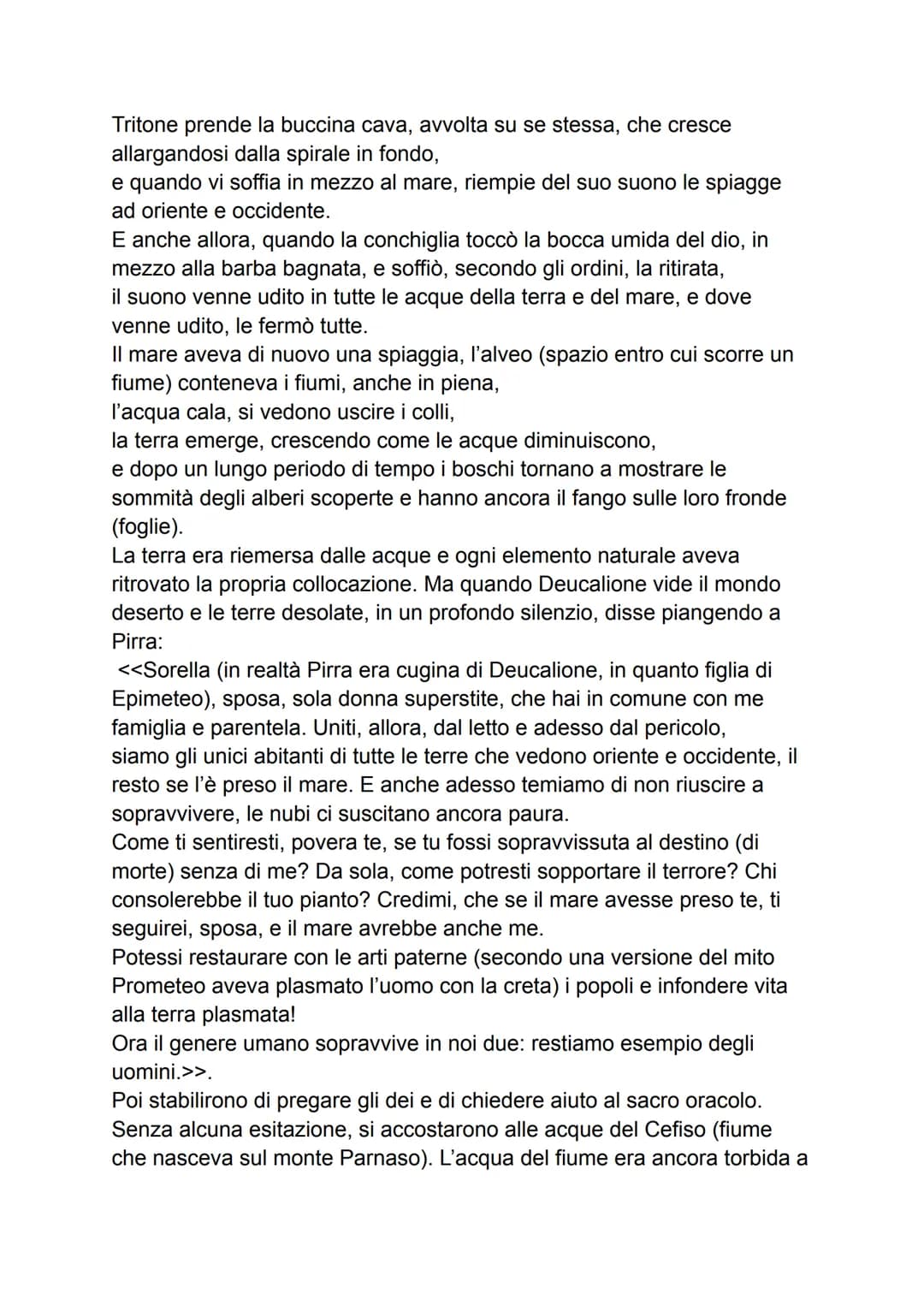 # Parafrasi

## Il mito di Deucalione e Pirra

Deucalione, figlio del titano Prometeo, e sua moglie Pirra sono scampati al
diluvio voluto da