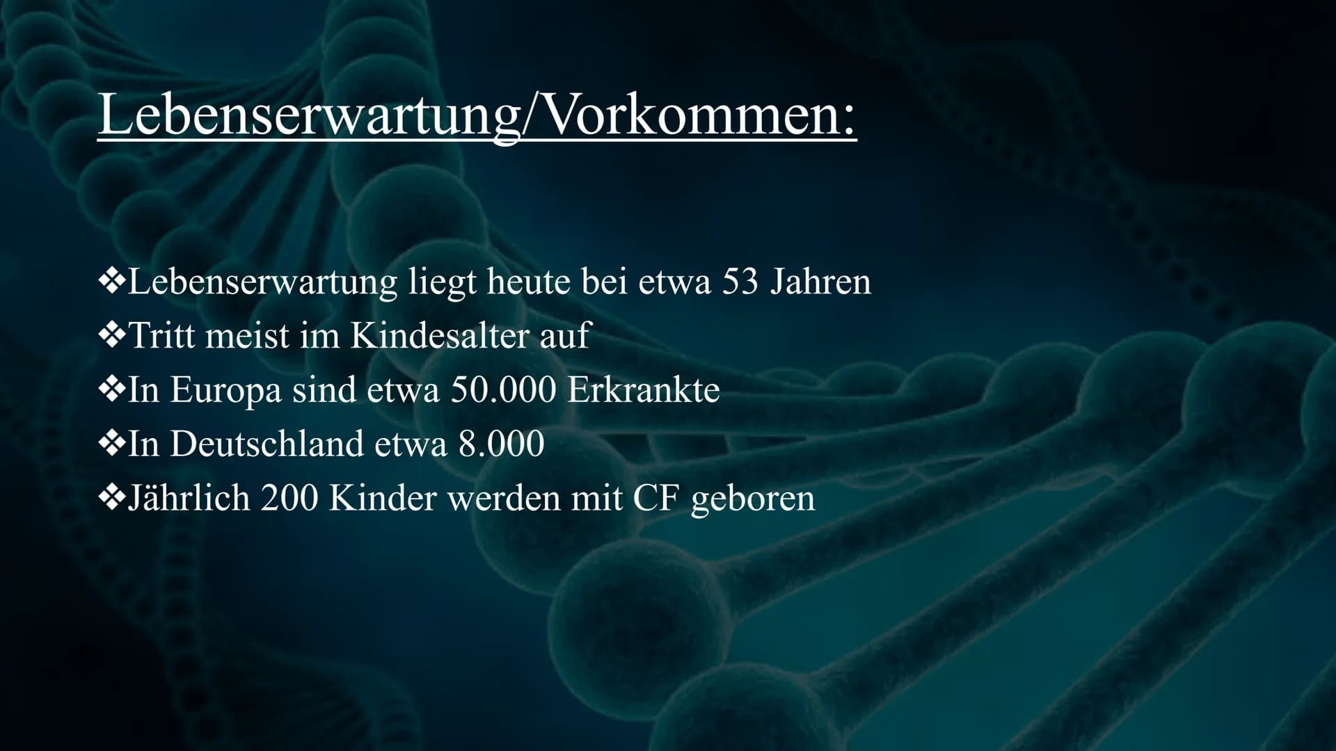 # Mukoviszidose

Von Celine und Nisa Gliederung:

◆Definition
◆Symptome
◆Ursachen
Krankheitsbild
◆Vererbung
◆Lebenserwartung/Vorkommen
◆Die 
