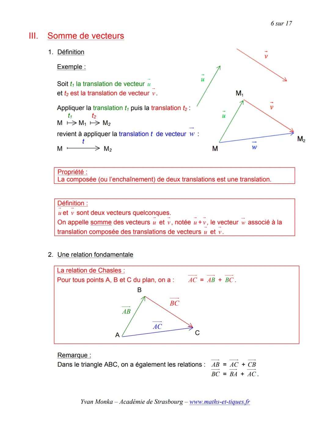# TRANSLATION ET VECTEURS

1 sur 17

Activités de groupe: La Translation (Partie1):
http://www.maths-et-tiques.fr/telech/trans gr1.pdf

La T