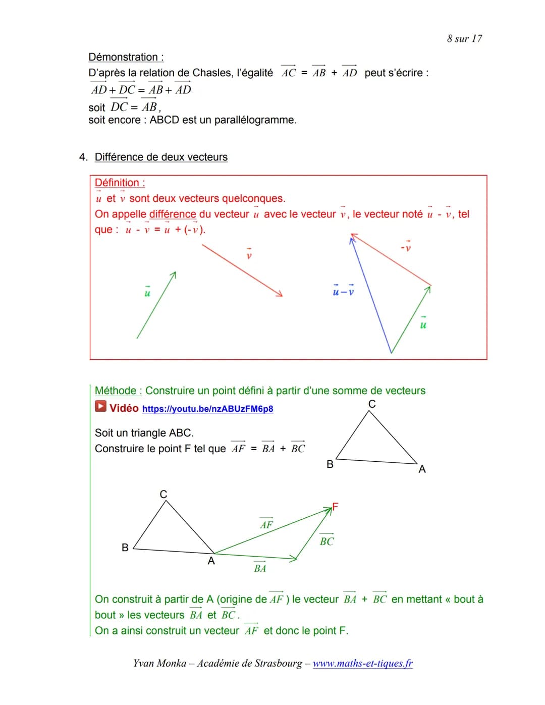 # TRANSLATION ET VECTEURS

1 sur 17

Activités de groupe: La Translation (Partie1):
http://www.maths-et-tiques.fr/telech/trans gr1.pdf

La T
