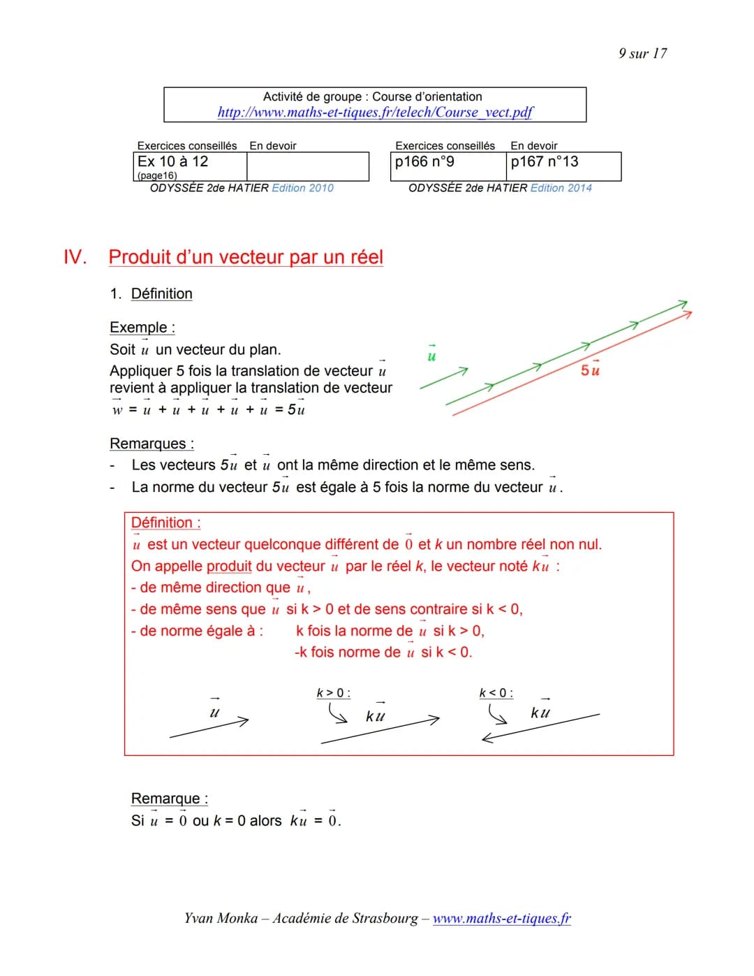 # TRANSLATION ET VECTEURS

1 sur 17

Activités de groupe: La Translation (Partie1):
http://www.maths-et-tiques.fr/telech/trans gr1.pdf

La T