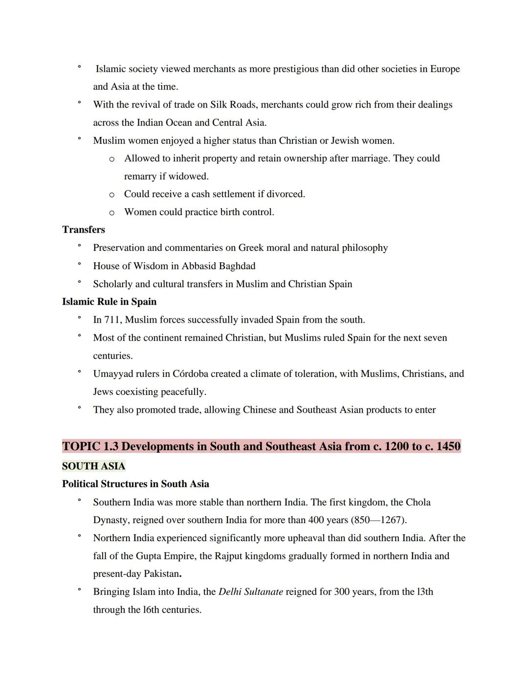 # AP World History Study Guide

## Unit 1: The Global Tapestry

(8%-10% of the AP test) (c. 1200 to c. 1450)

## TOPIC 1.1 Developments in E