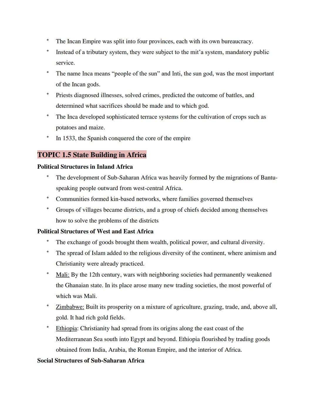 # AP World History Study Guide

## Unit 1: The Global Tapestry

(8%-10% of the AP test) (c. 1200 to c. 1450)

## TOPIC 1.1 Developments in E
