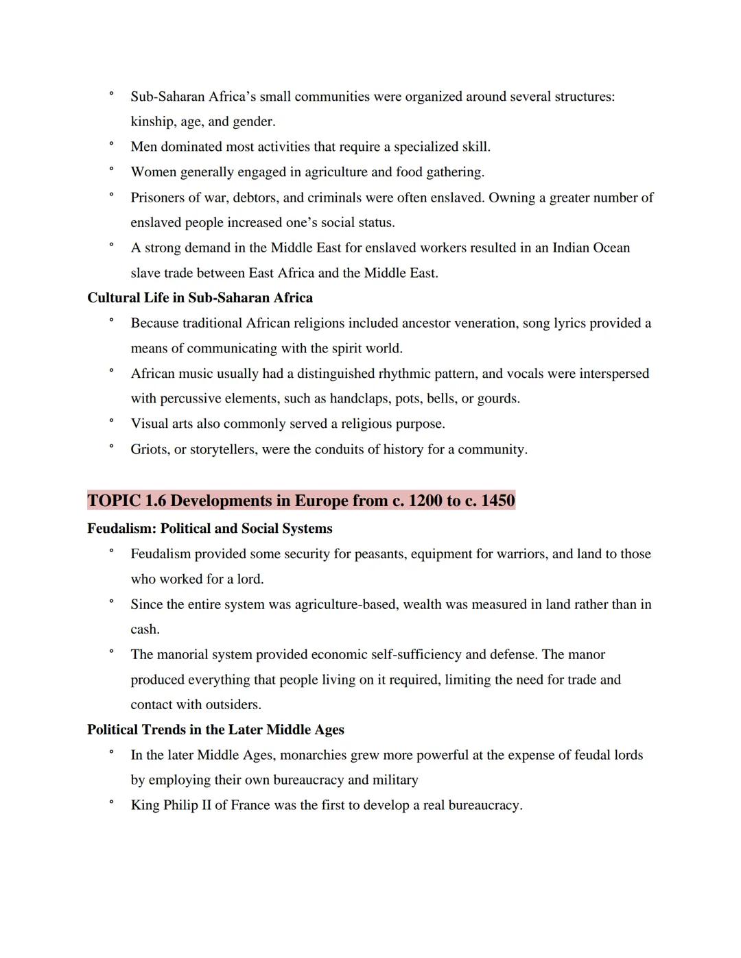 # AP World History Study Guide

## Unit 1: The Global Tapestry

(8%-10% of the AP test) (c. 1200 to c. 1450)

## TOPIC 1.1 Developments in E