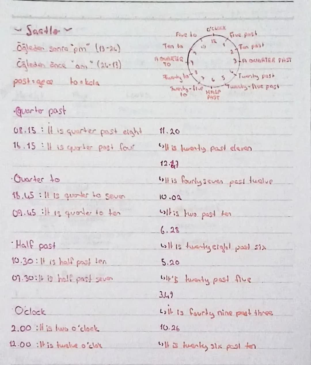 -Saatle

O'CLOCK
Five lo
Five past
12
Öğleden sonra "pm" (13-24)
Ten la
10
2
Öğleden önce "am" (24-13)
AQUARTER
TO
post-gece
to kola
Franky 