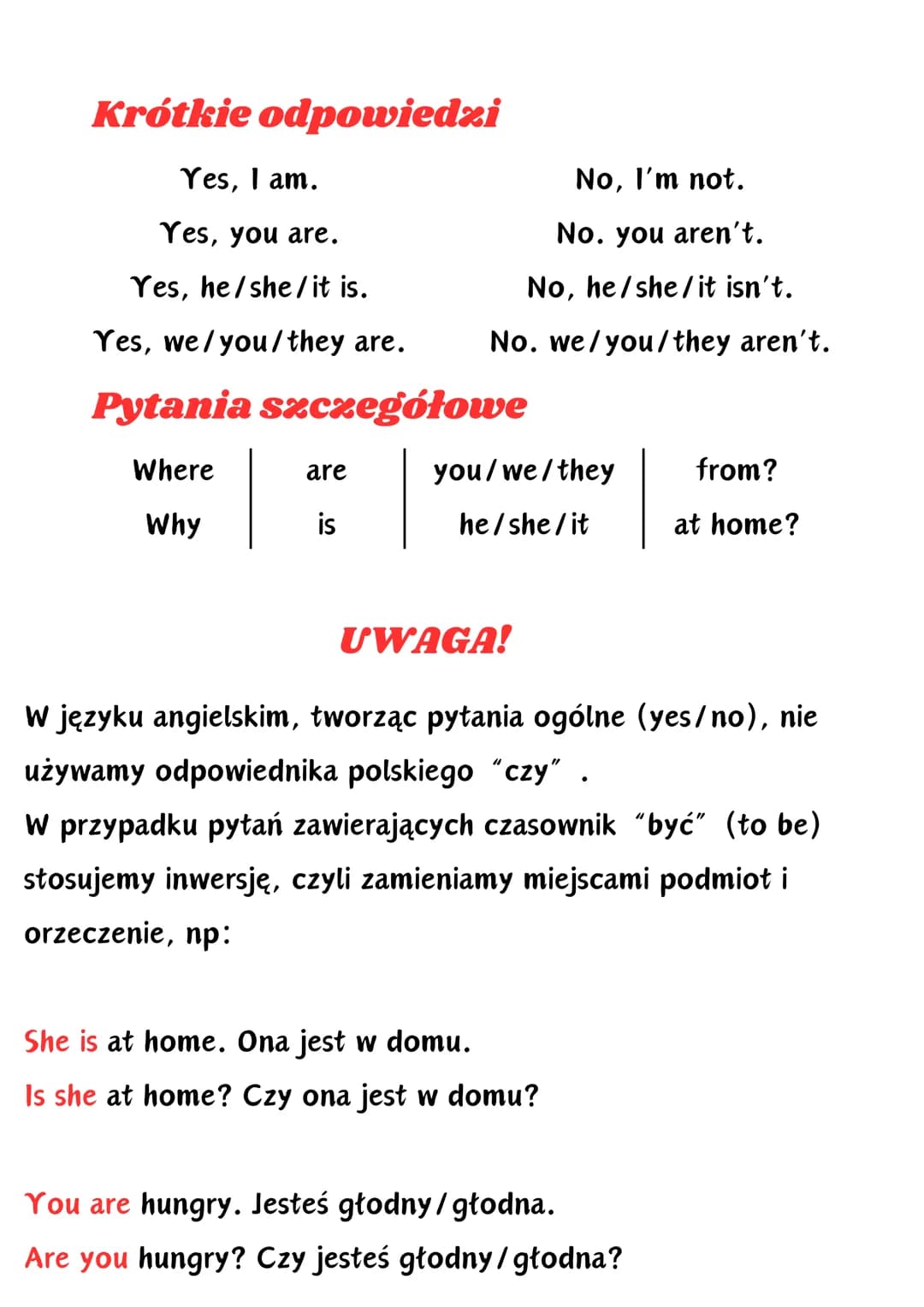 # TO BE

Czasownik to be w czasie Present Simple używamy m.in. przy
określaniu wieku i narodowości oraz przy opisywaniu cech i
położenia osó
