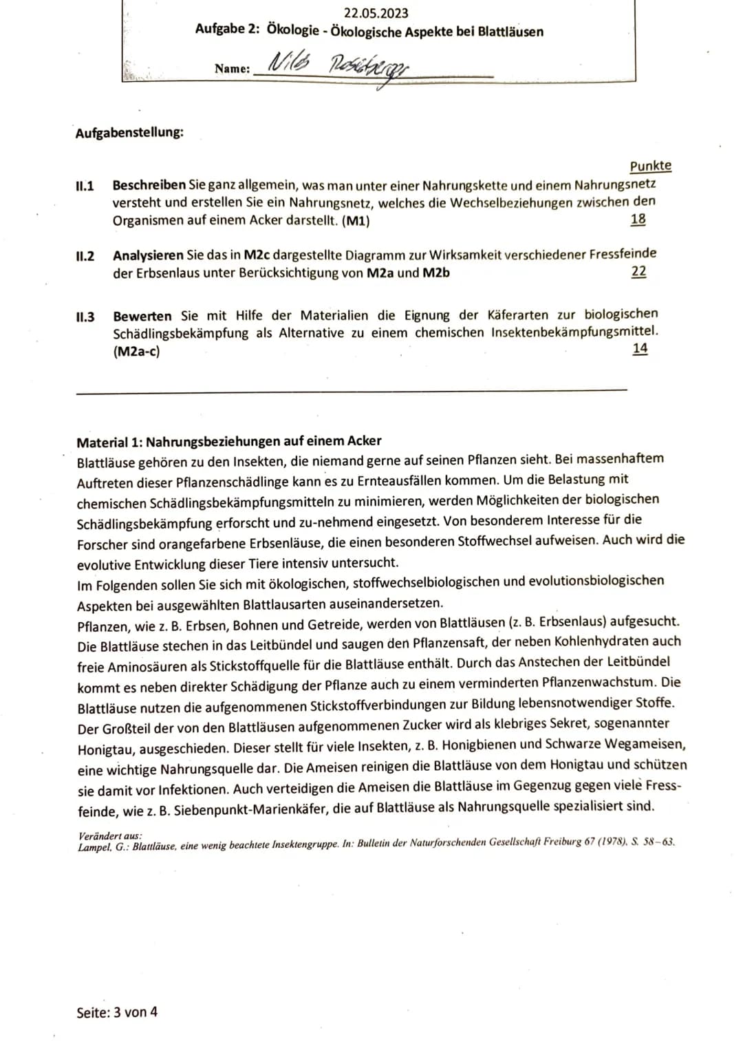 22.05.2023

Aufgabe 1: Ökologie - Beziehungen zwischen zwei Wattschneckenarten
Name: Nils Rosenberger

Aufgabenstellung:
|   |              