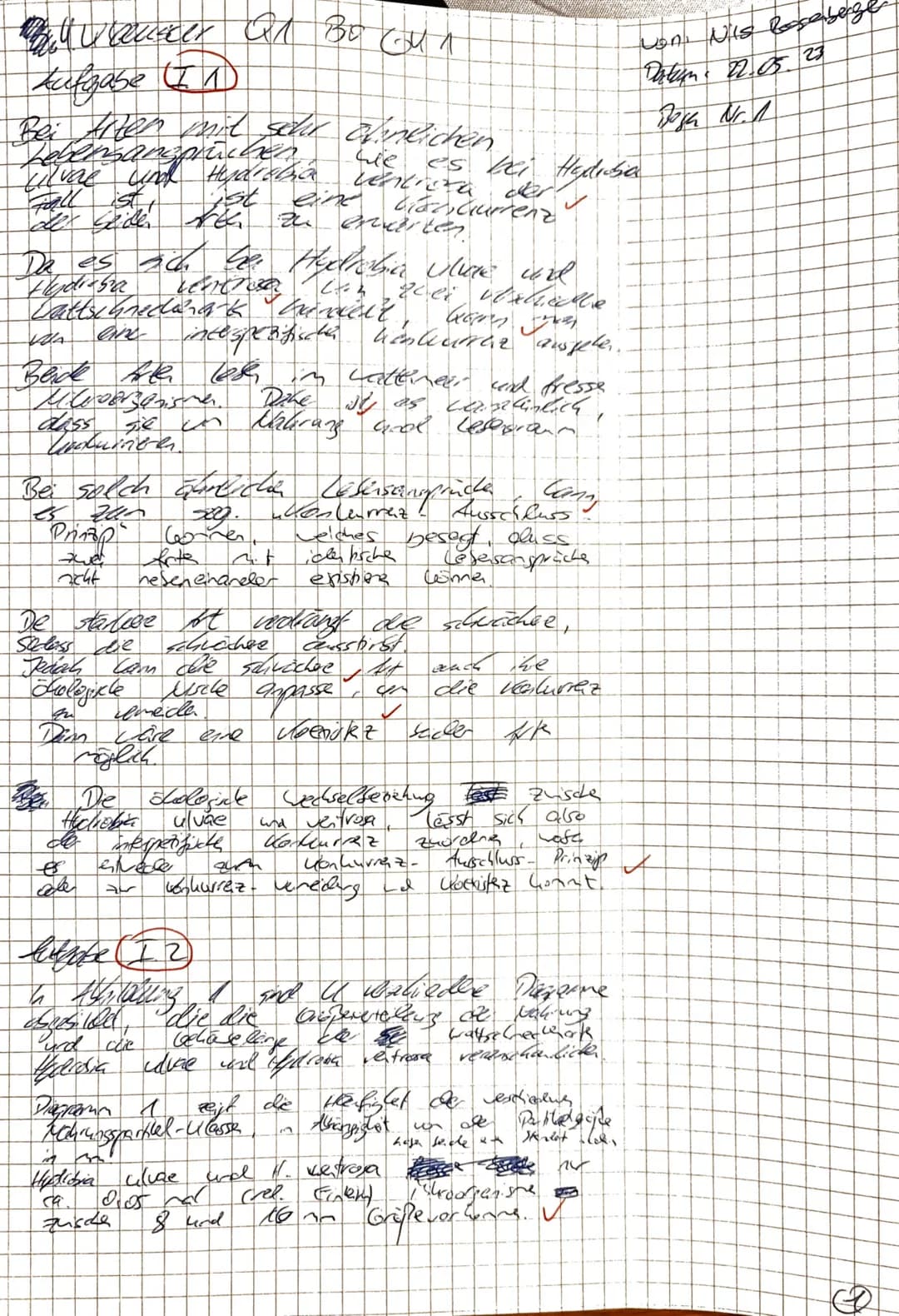 22.05.2023

Aufgabe 1: Ökologie - Beziehungen zwischen zwei Wattschneckenarten
Name: Nils Rosenberger

Aufgabenstellung:
|   |              