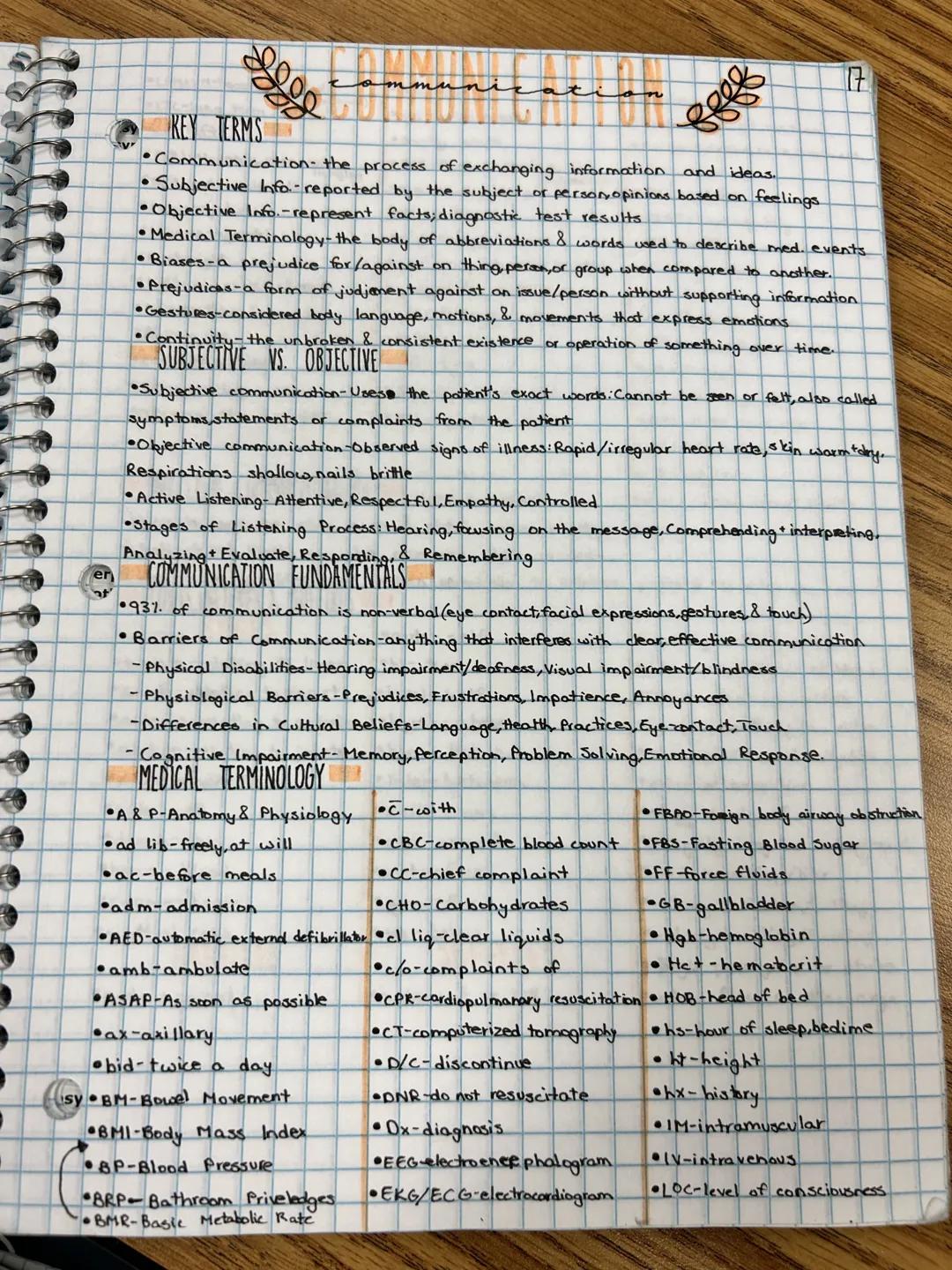 # communication

17

er
KEY TERMS
•Communication- the process of exchanging information and ideas..
•Subjective Info-reported by the subject