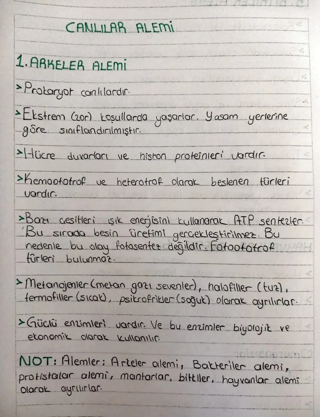 # CANLILAR ALEMİ

1. ARKELER ALEMİ

>Prokaryot canlılardır.

>Ekstrem (zor) koşullarda yaşarlar. Yasam yerlerine
göre sınıflandırılmıştır.

