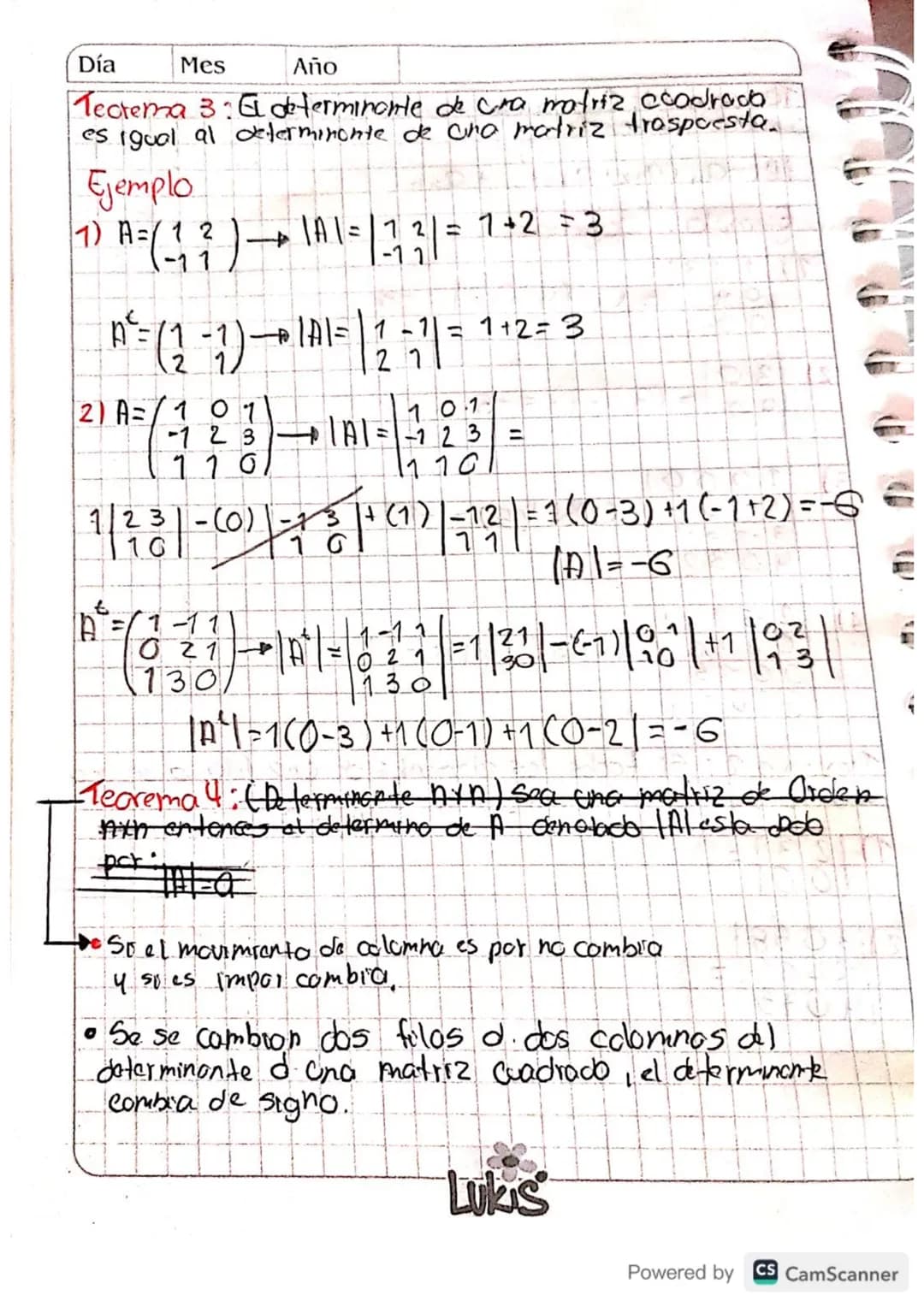 # Glase 16.

# Tercer Corte.

Día 16 Mes 10 Año 23

Determinantes.

- Definición 1: (Deterninantes 2x2)

Sea $A=\begin{pmatrix} a_1 & b_1 \ 
