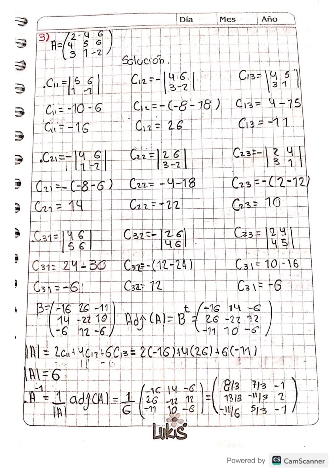 # Glase 16.

# Tercer Corte.

Día 16 Mes 10 Año 23

Determinantes.

- Definición 1: (Deterninantes 2x2)

Sea $A=\begin{pmatrix} a_1 & b_1 \ 