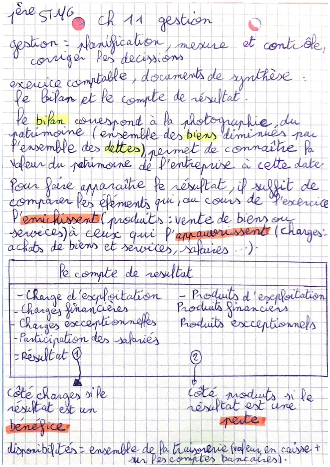# 1ère STMG ch 11 gestion

gestion: lanification, mesure et contrôle,
corriger Pes decissions

exenice comptable, documents de synthèse :
fe
